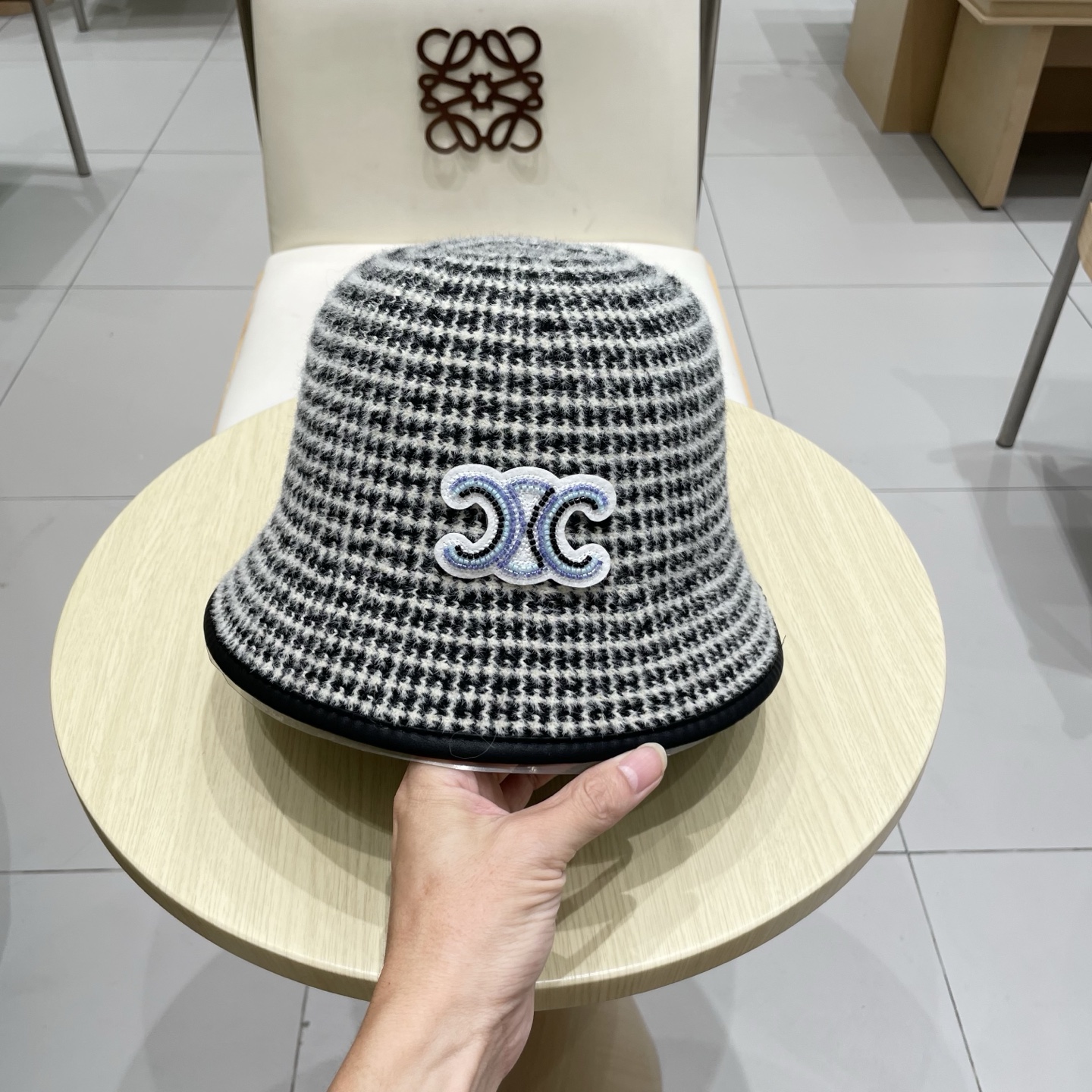  塞琳celine费尔岛风含羊毛针织渔夫帽女秋冬季韩版显脸小保暖大头围毛线帽子