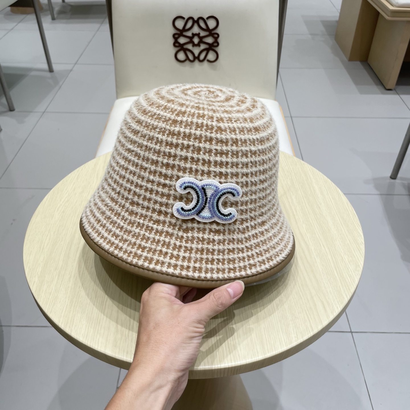  塞琳celine费尔岛风含羊毛针织渔夫帽女秋冬季韩版显脸小保暖大头围毛线帽子