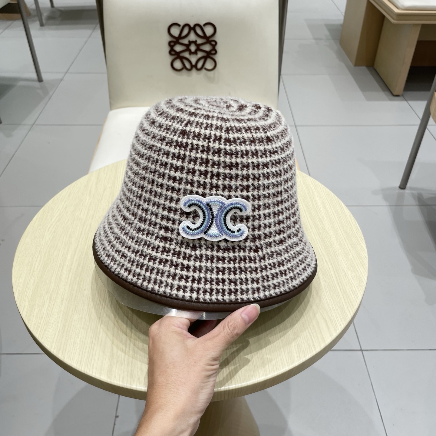  塞琳celine费尔岛风含羊毛针织渔夫帽女秋冬季韩版显脸小保暖大头围毛线帽子