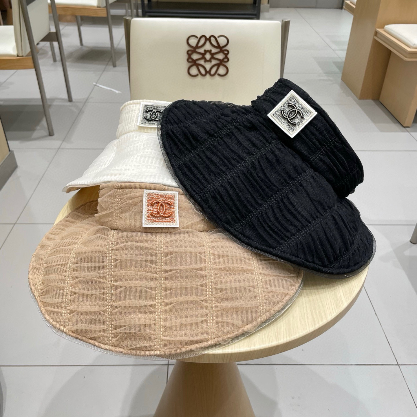  chanel香奈儿2025新春夏韩版网纱格子遮阳帽子女出游百搭显脸小折叠防晒空顶帽