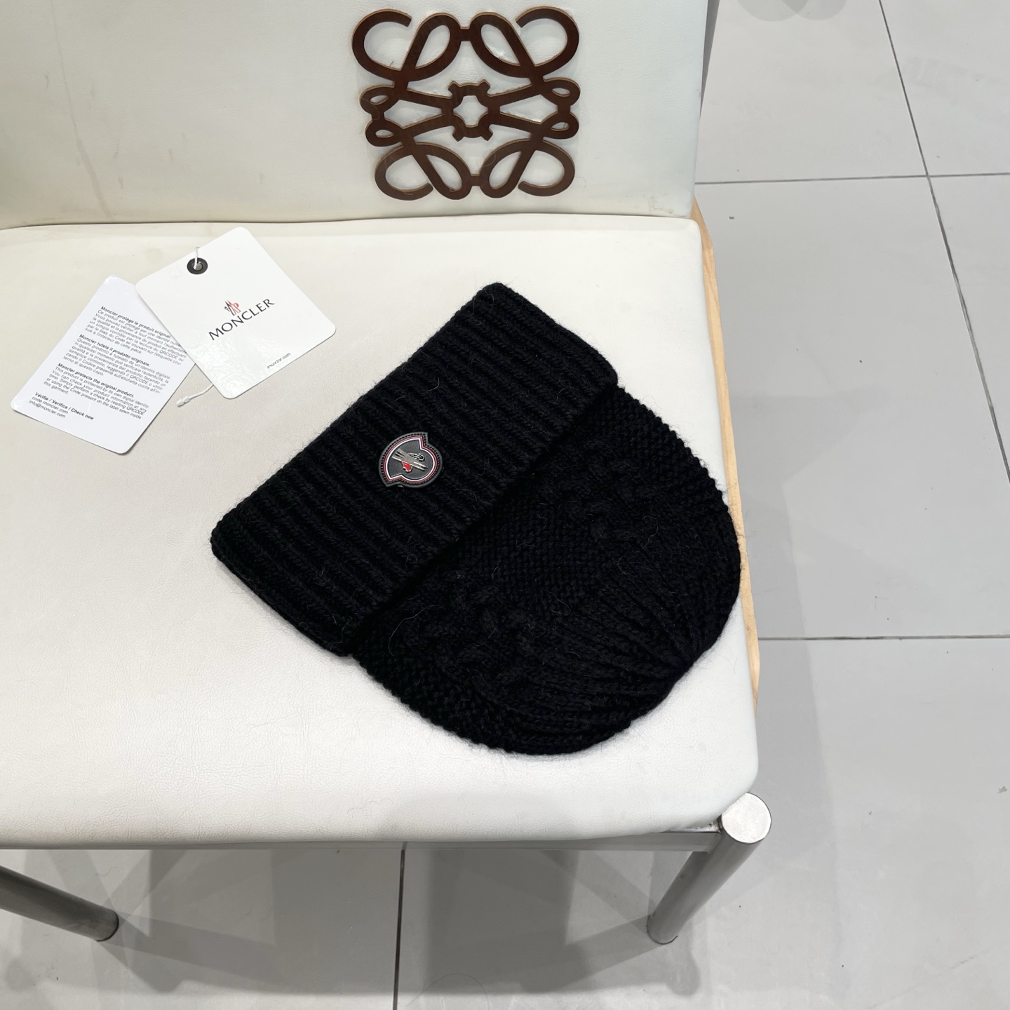  蒙口MONCLER羊毛🦙加兔毛针织帽子女士秋冬季毛球加厚款保暖护耳百搭韩毛线帽堆堆帽潮