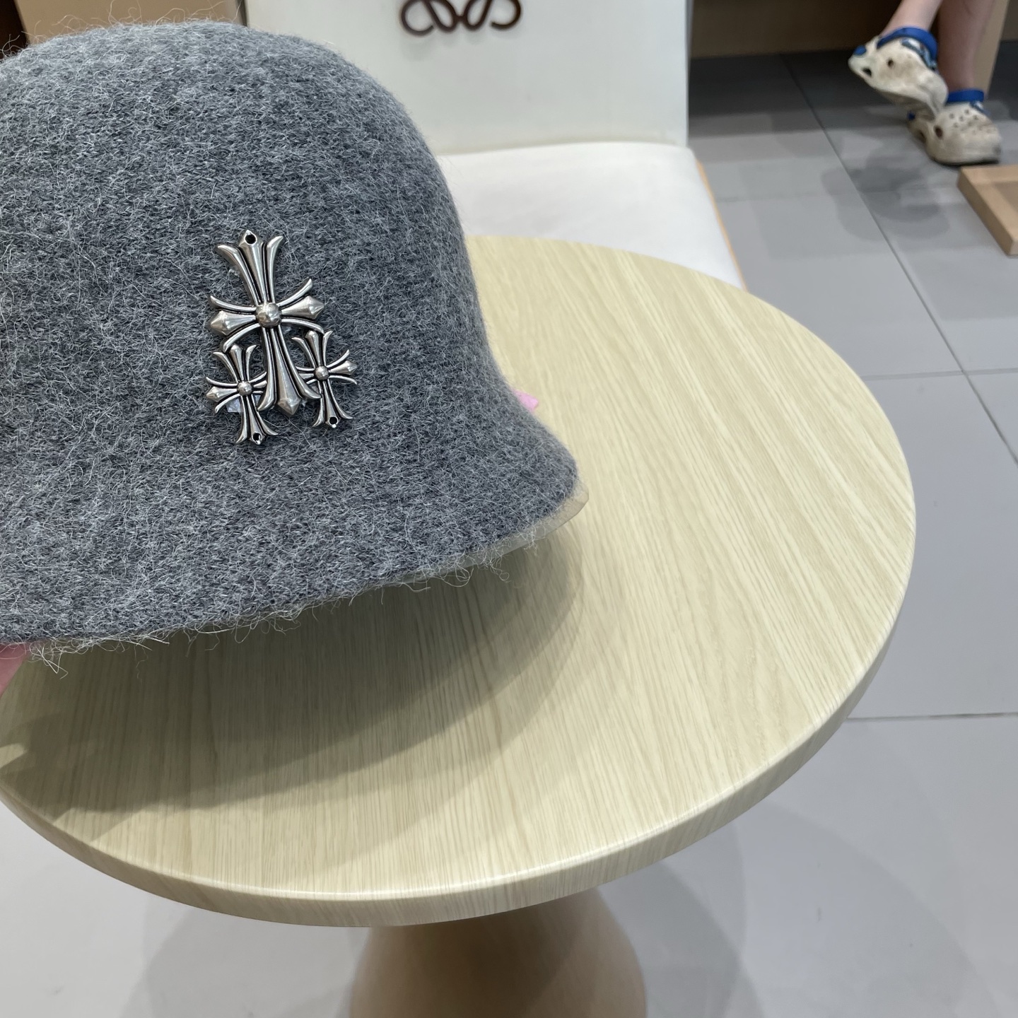  Chrome Hearts 克罗心高品质软糯羊驼毛针织渔夫帽子女秋冬季百搭韩版显脸小盆帽大头围水桶帽