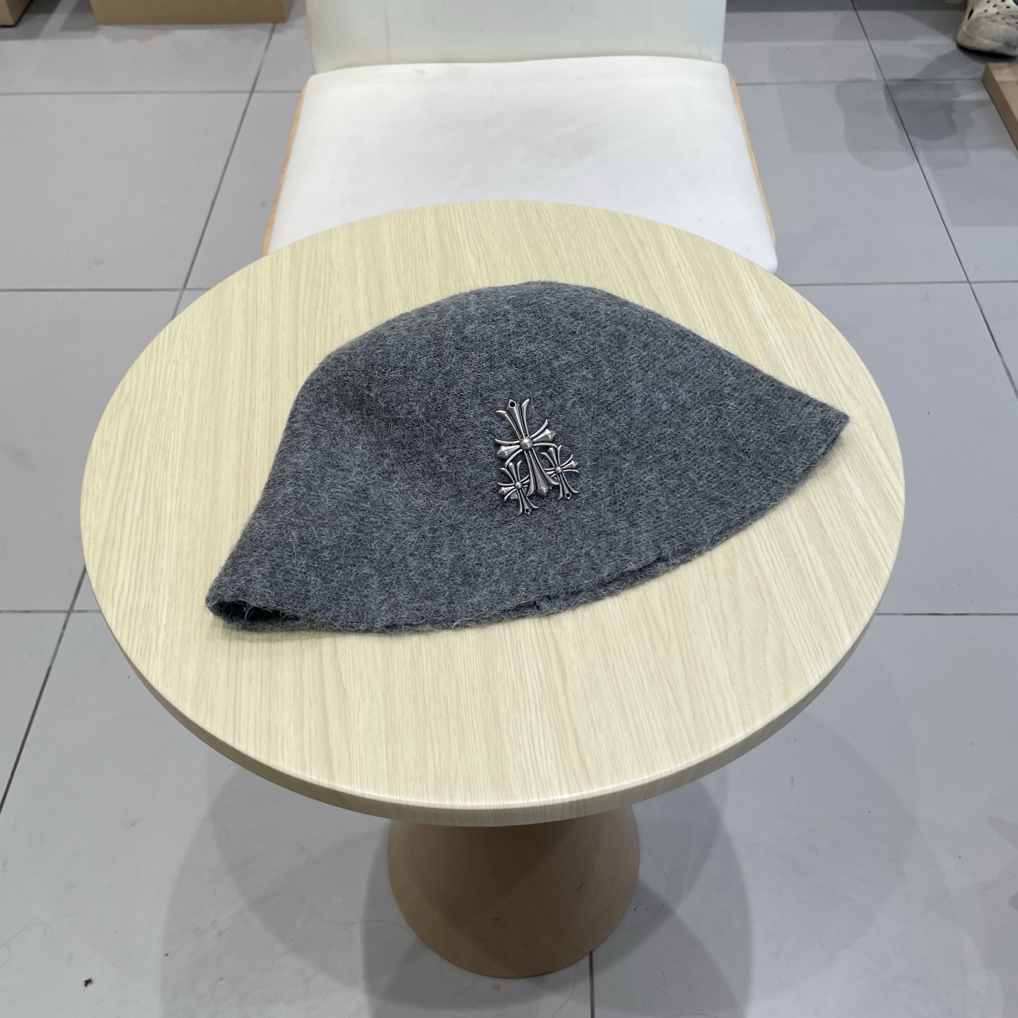  Chrome Hearts 克罗心高品质软糯羊驼毛针织渔夫帽子女秋冬季百搭韩版显脸小盆帽大头围水桶帽