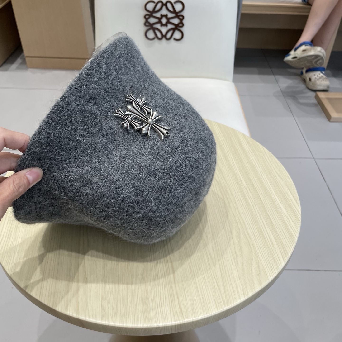  Chrome Hearts 克罗心高品质软糯羊驼毛针织渔夫帽子女秋冬季百搭韩版显脸小盆帽大头围水桶帽