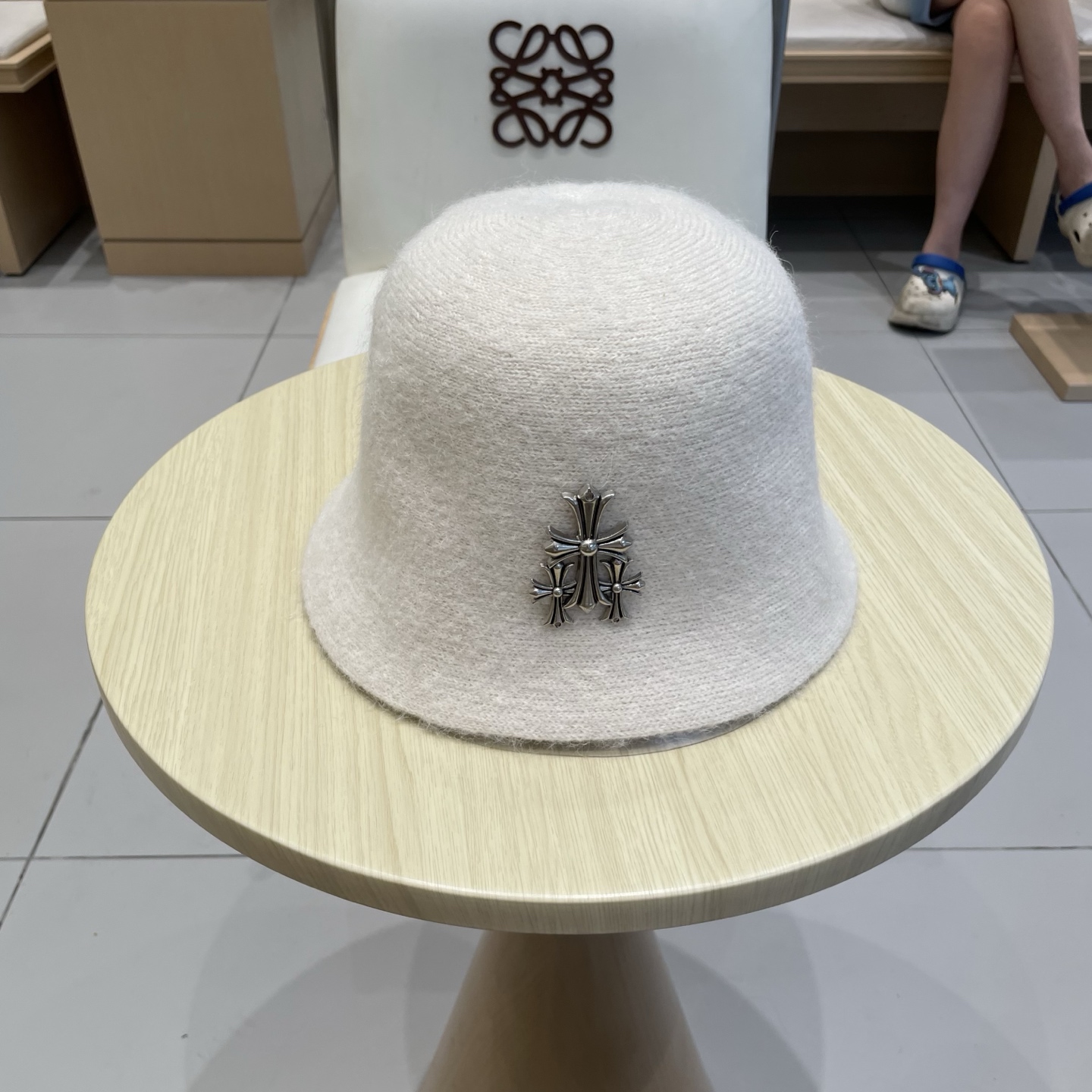  Chrome Hearts 克罗心高品质软糯羊驼毛针织渔夫帽子女秋冬季百搭韩版显脸小盆帽大头围水桶帽