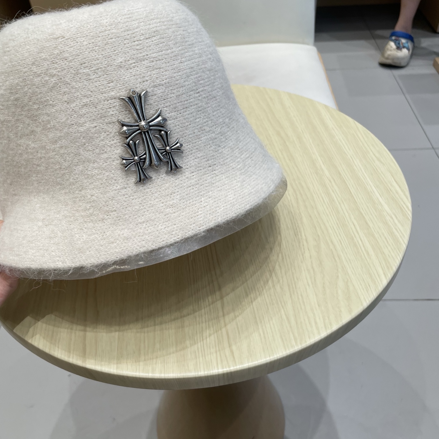  Chrome Hearts 克罗心高品质软糯羊驼毛针织渔夫帽子女秋冬季百搭韩版显脸小盆帽大头围水桶帽