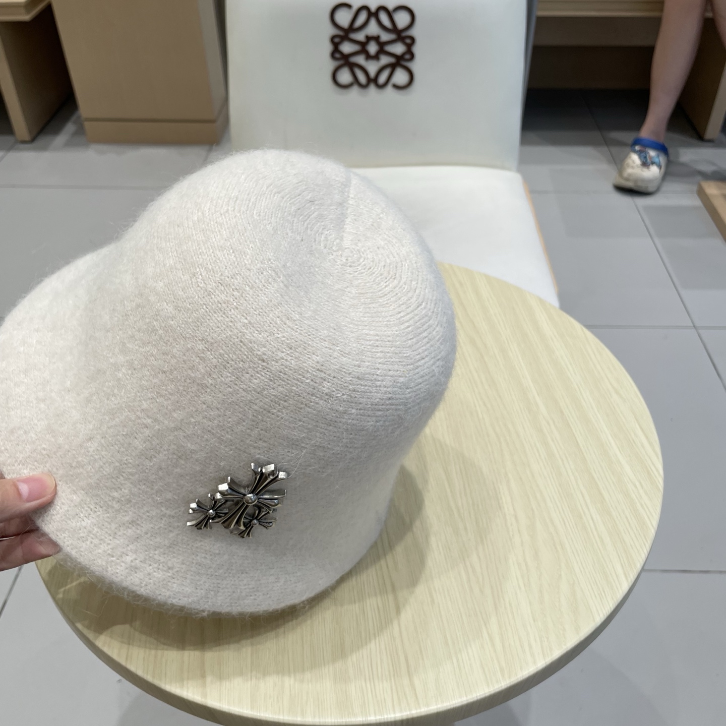  Chrome Hearts 克罗心高品质软糯羊驼毛针织渔夫帽子女秋冬季百搭韩版显脸小盆帽大头围水桶帽