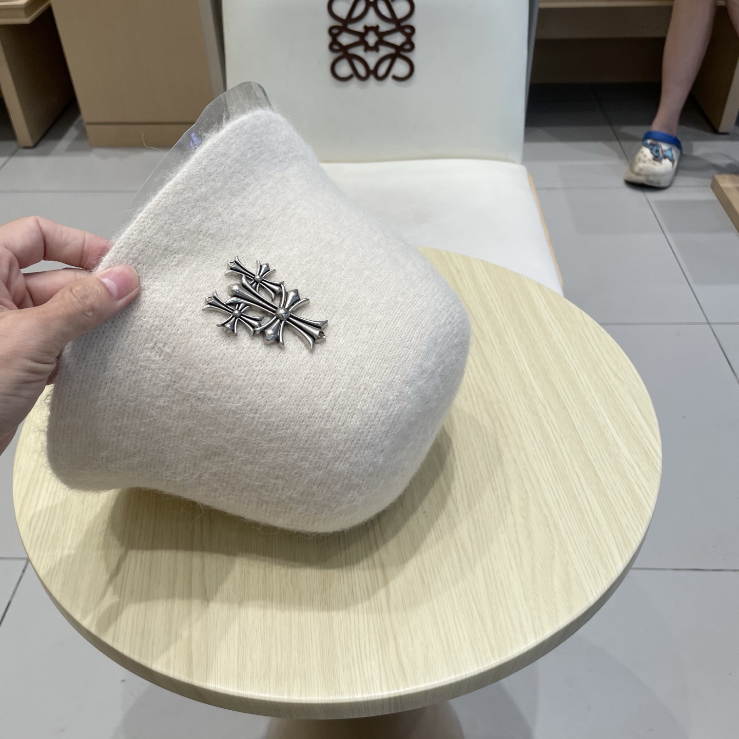  Chrome Hearts 克罗心高品质软糯羊驼毛针织渔夫帽子女秋冬季百搭韩版显脸小盆帽大头围水桶帽