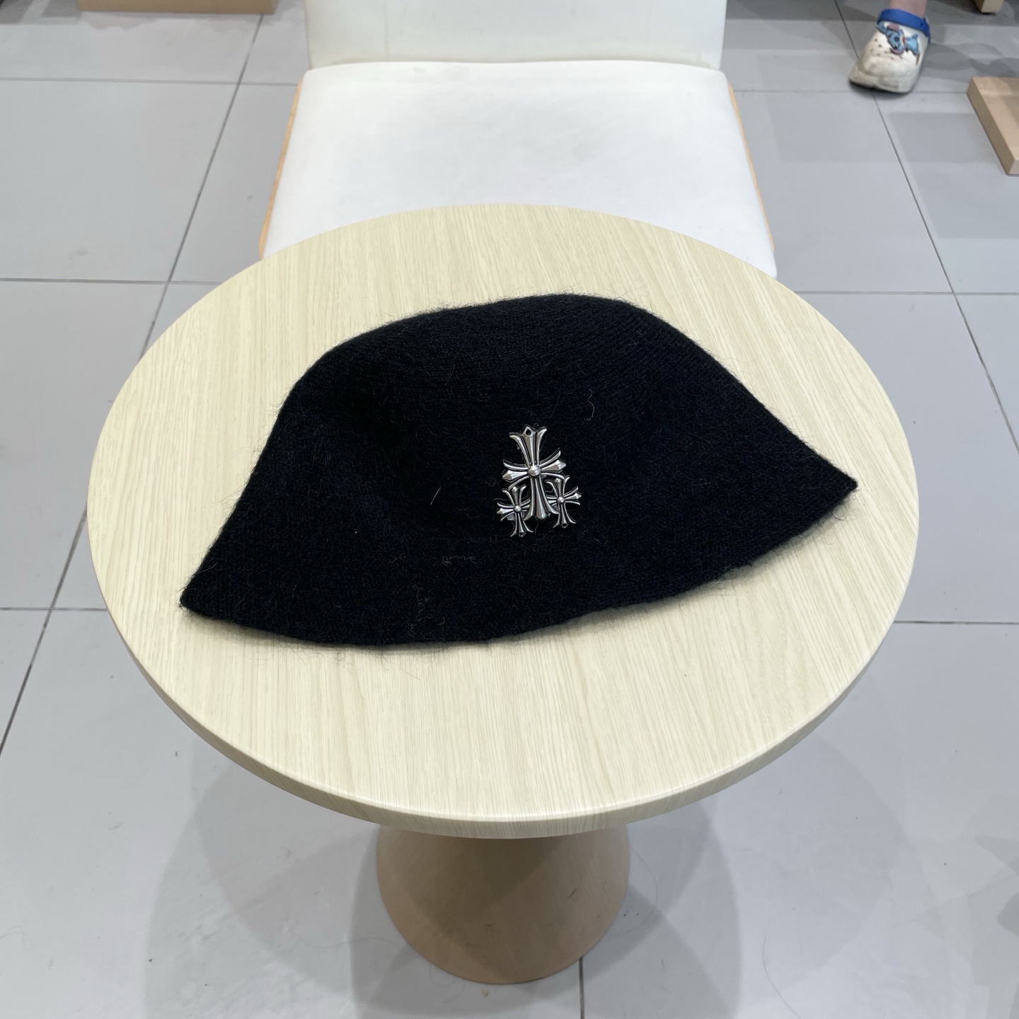  Chrome Hearts 克罗心高品质软糯羊驼毛针织渔夫帽子女秋冬季百搭韩版显脸小盆帽大头围水桶帽