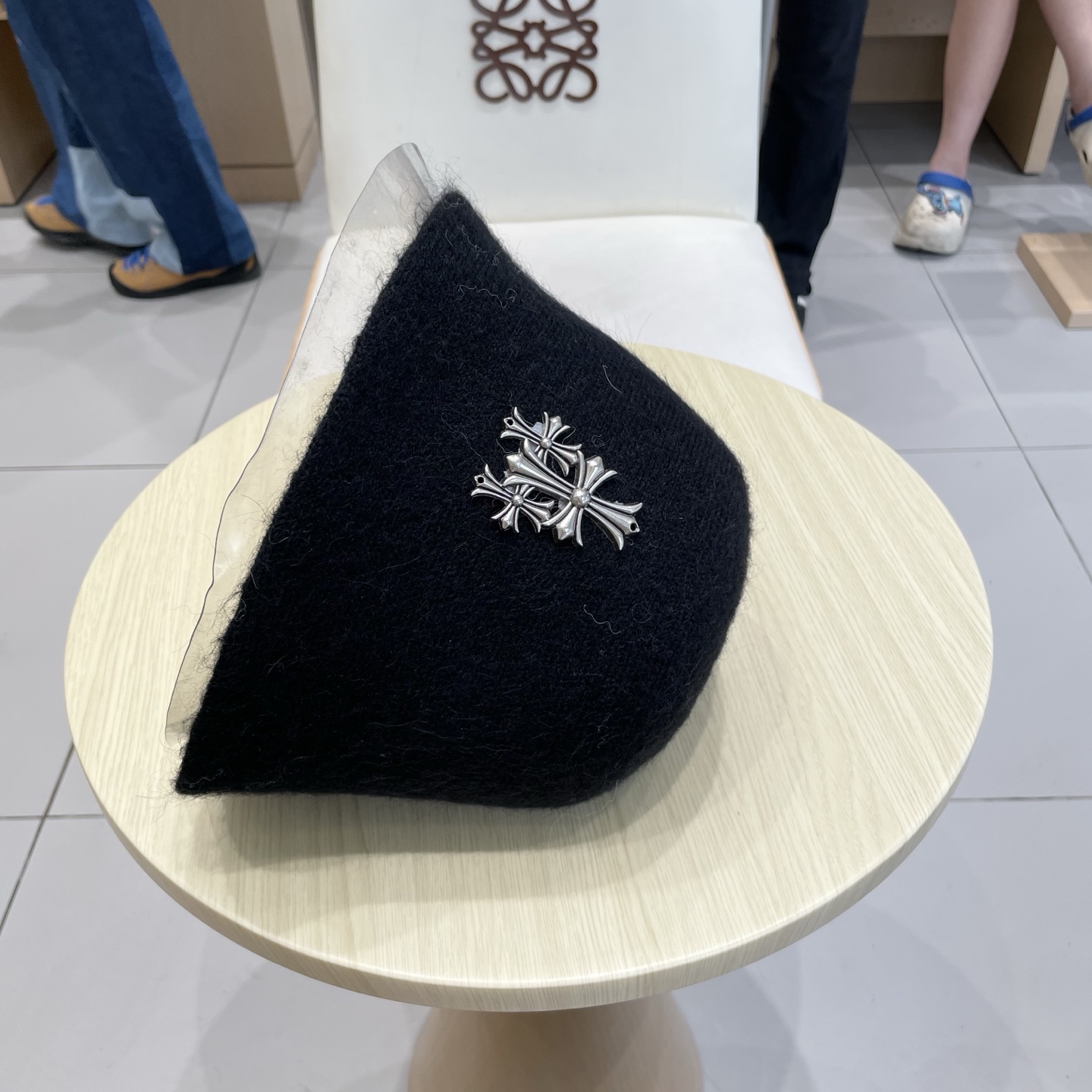  Chrome Hearts 克罗心高品质软糯羊驼毛针织渔夫帽子女秋冬季百搭韩版显脸小盆帽大头围水桶帽