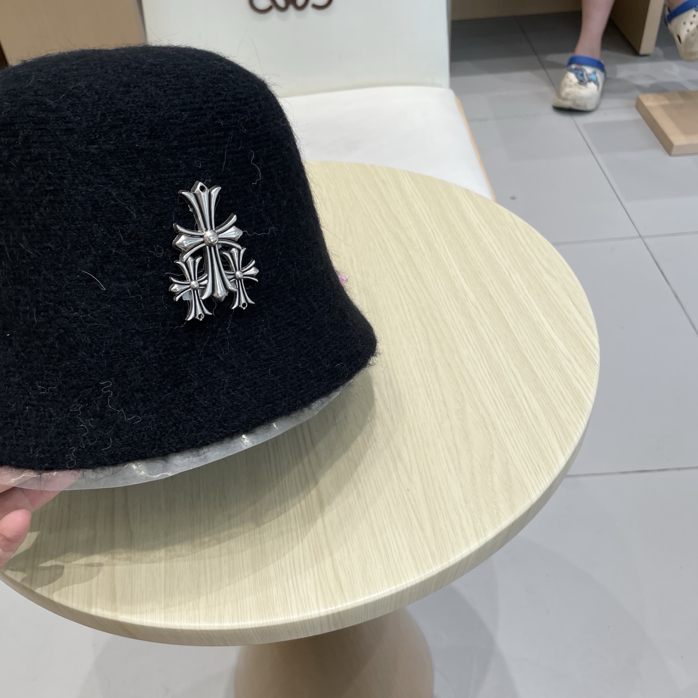  Chrome Hearts 克罗心高品质软糯羊驼毛针织渔夫帽子女秋冬季百搭韩版显脸小盆帽大头围水桶帽