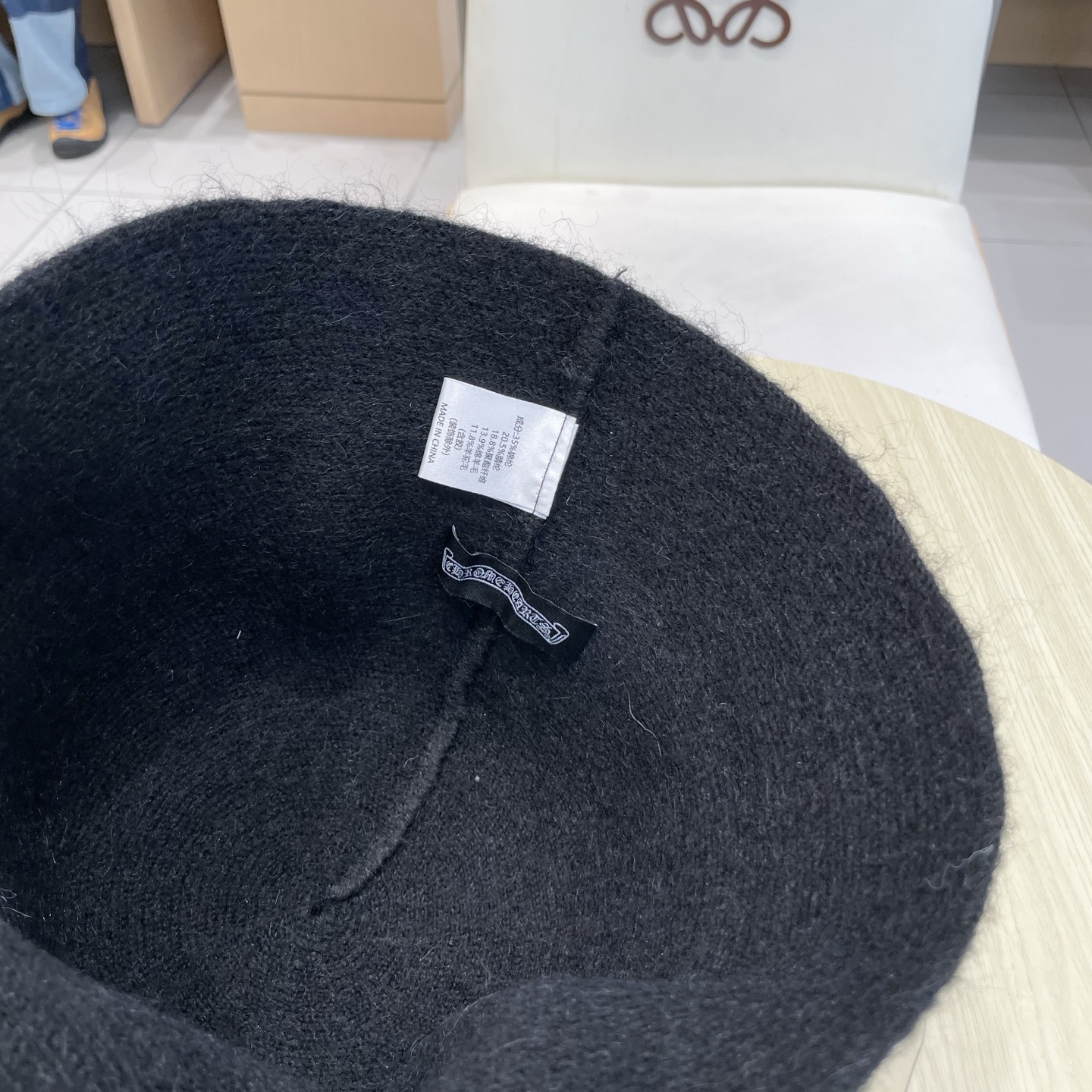  Chrome Hearts 克罗心高品质软糯羊驼毛针织渔夫帽子女秋冬季百搭韩版显脸小盆帽大头围水桶帽