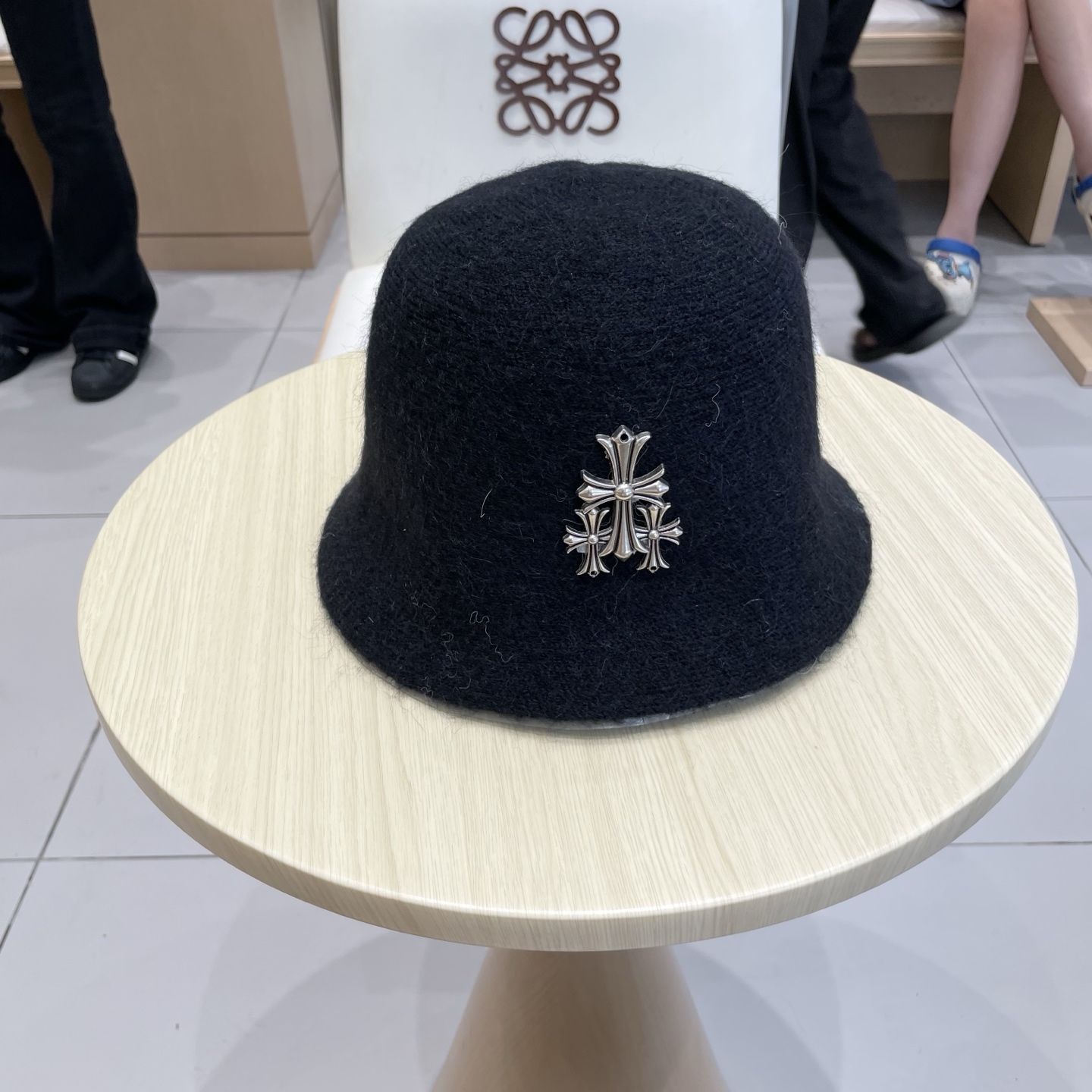  Chrome Hearts 克罗心高品质软糯羊驼毛针织渔夫帽子女秋冬季百搭韩版显脸小盆帽大头围水桶帽