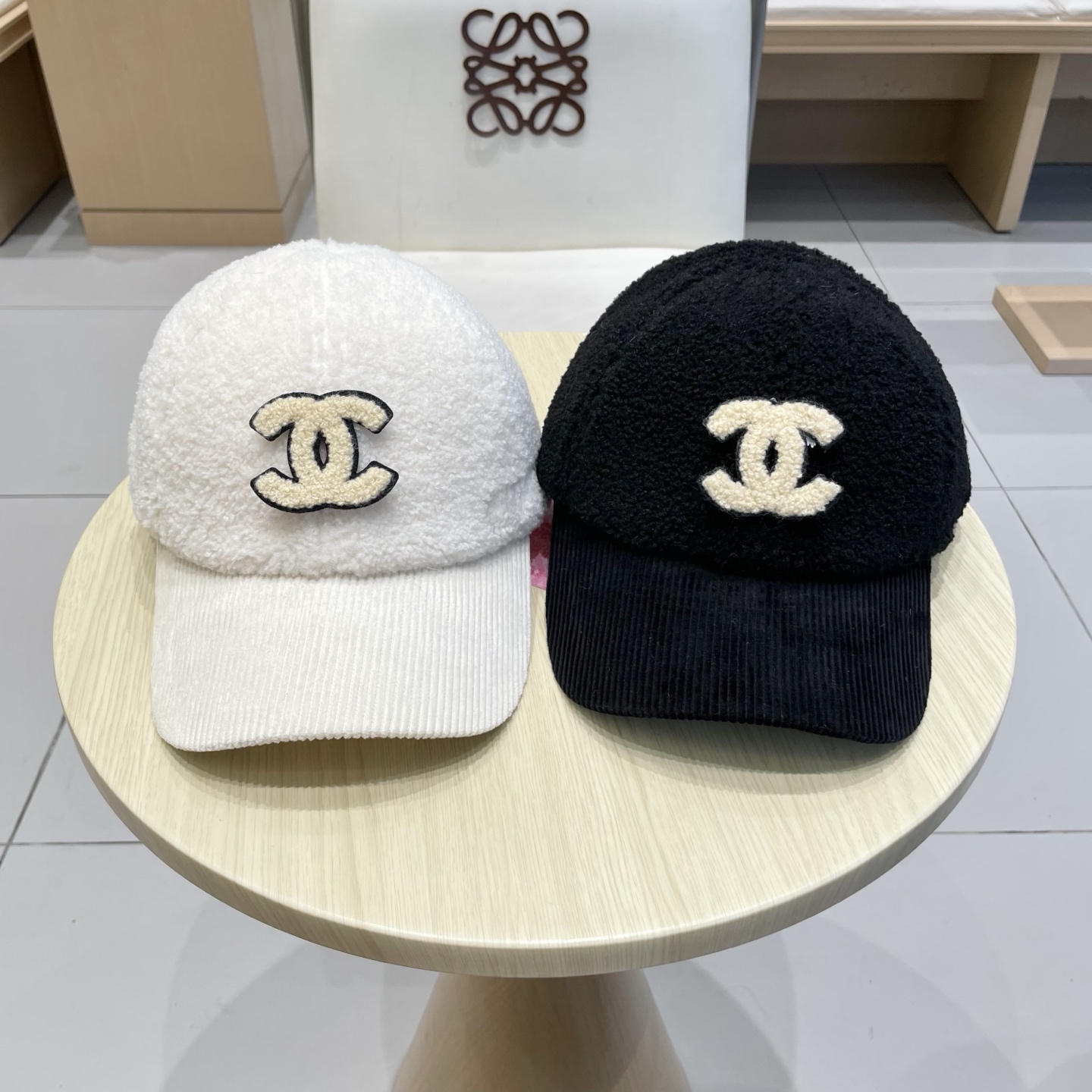  chanel香奈儿羊羔毛拼条绒帽檐棒球帽子女秋冬显脸小新款保暖鸭舌帽男