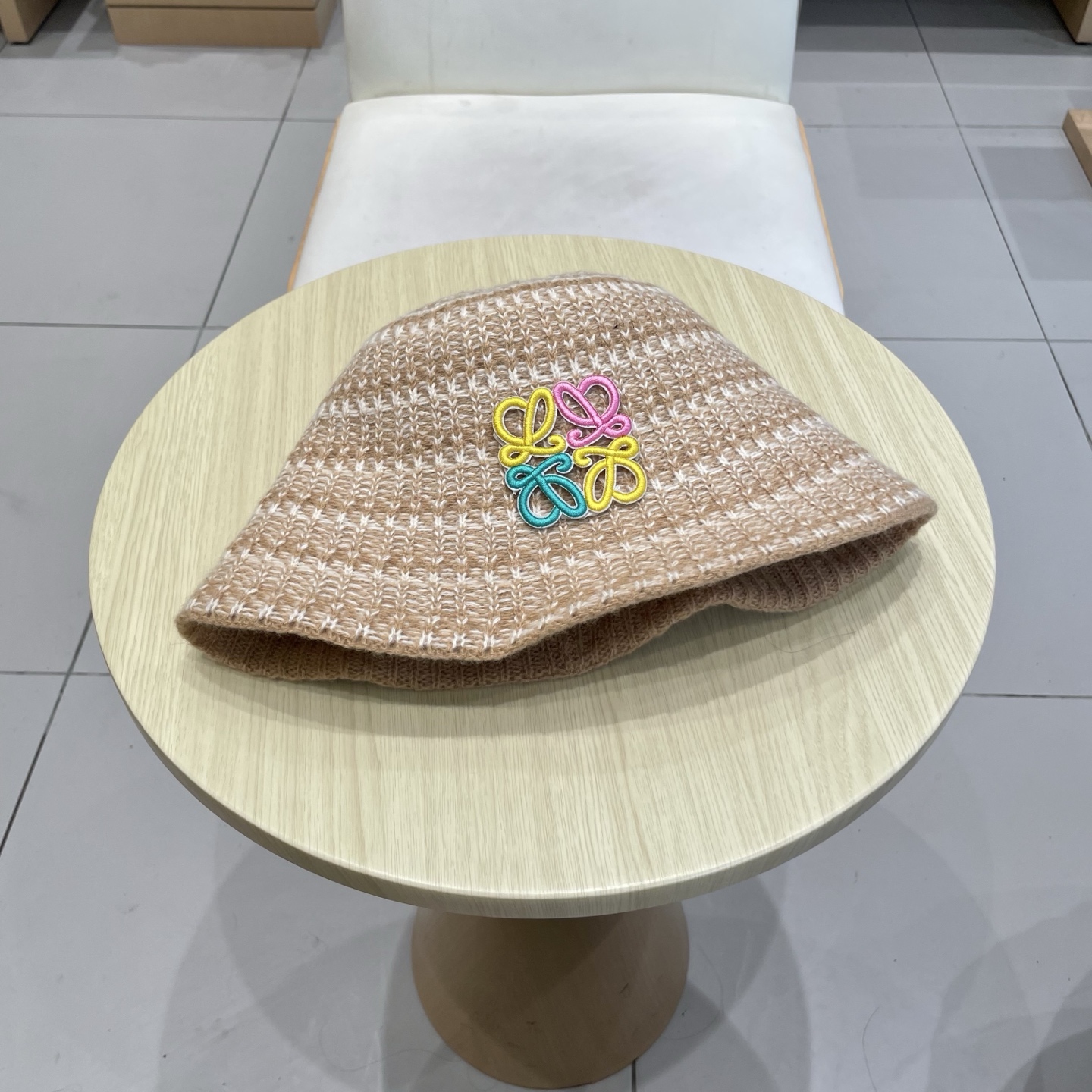  loewe罗意威条纹针织渔夫帽子女秋冬新款素颜遮脸水桶帽气质百搭保暖盆帽