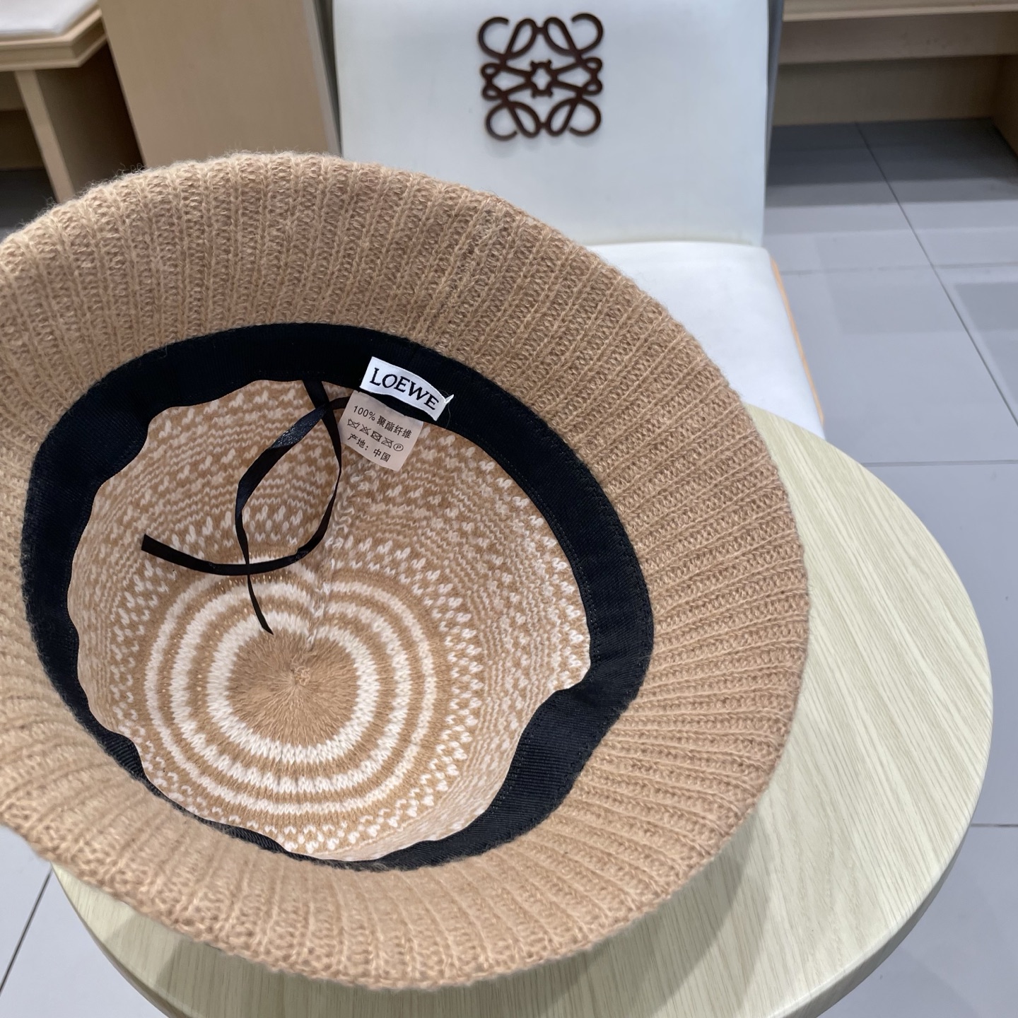  loewe罗意威条纹针织渔夫帽子女秋冬新款素颜遮脸水桶帽气质百搭保暖盆帽