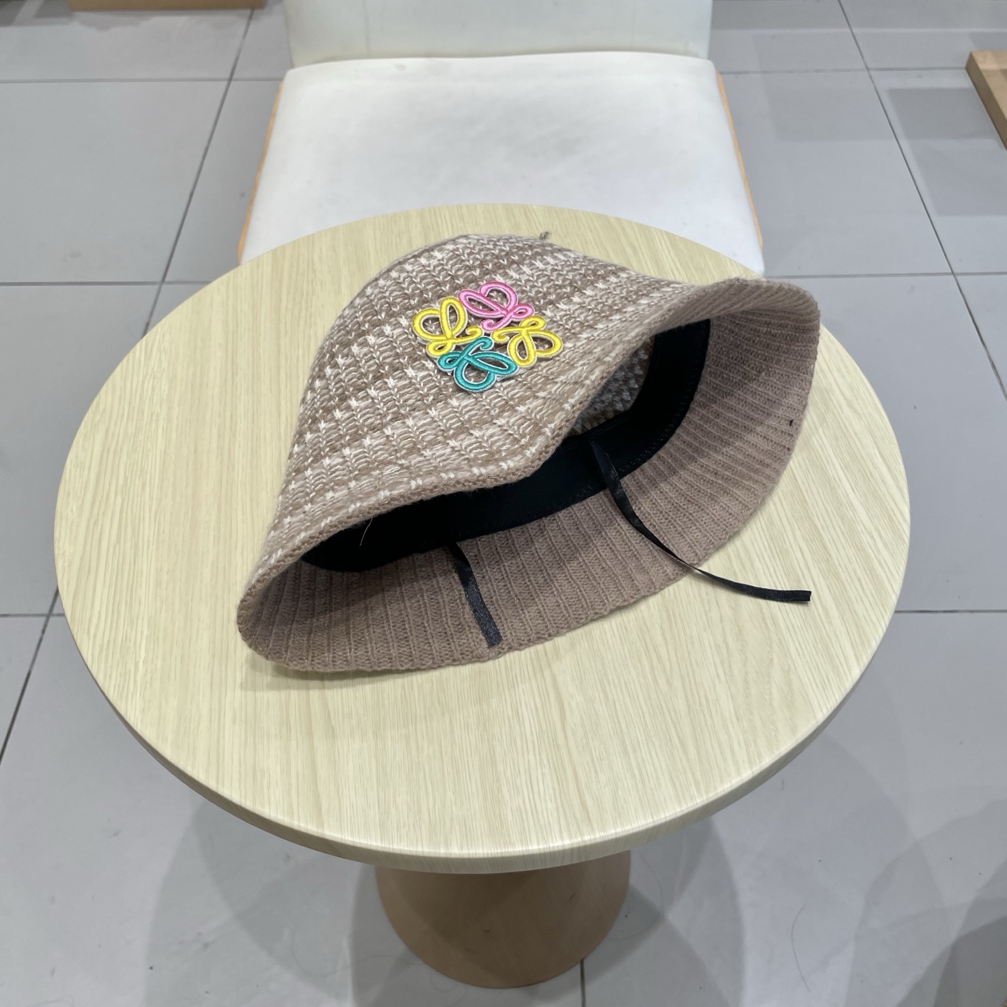  loewe罗意威条纹针织渔夫帽子女秋冬新款素颜遮脸水桶帽气质百搭保暖盆帽