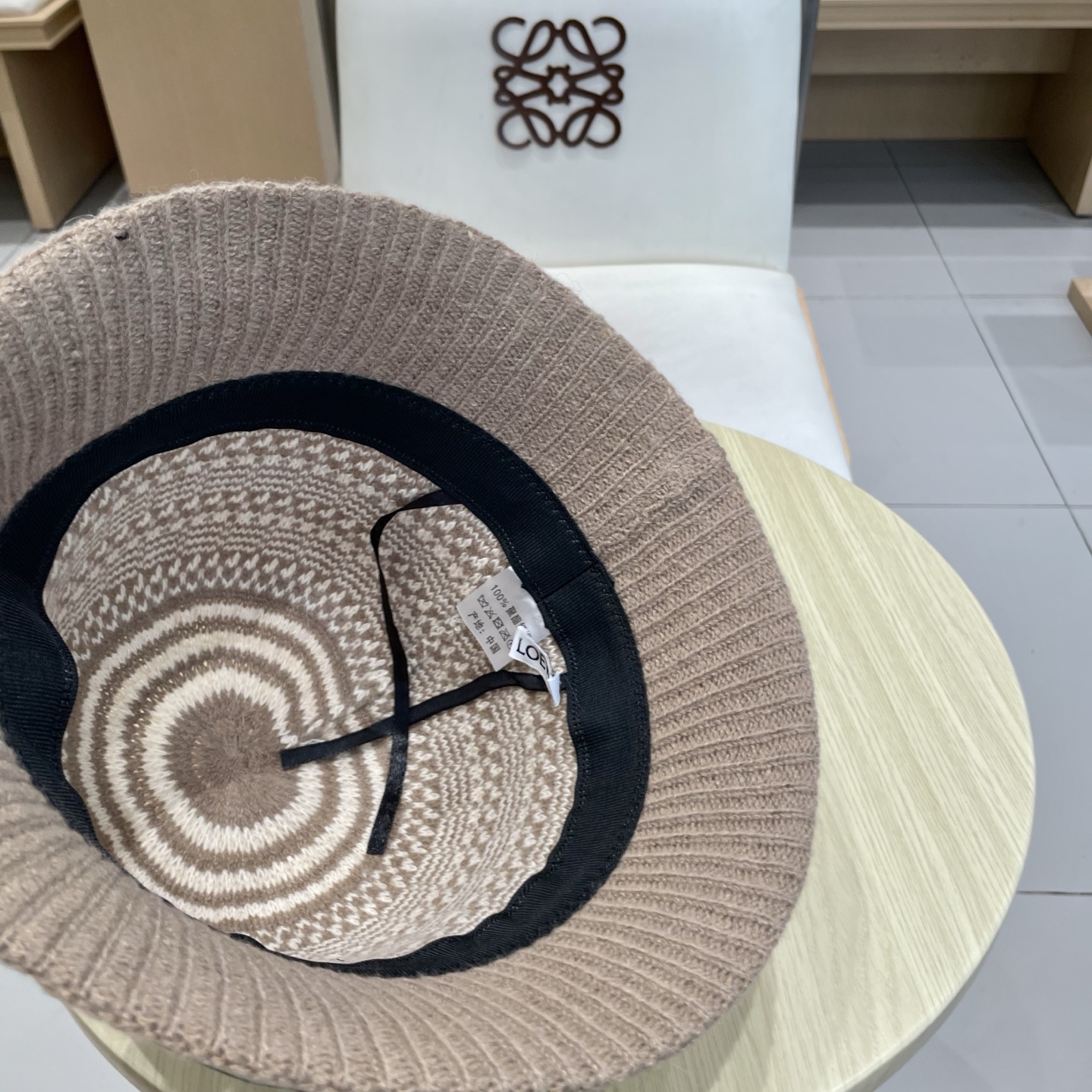  loewe罗意威条纹针织渔夫帽子女秋冬新款素颜遮脸水桶帽气质百搭保暖盆帽