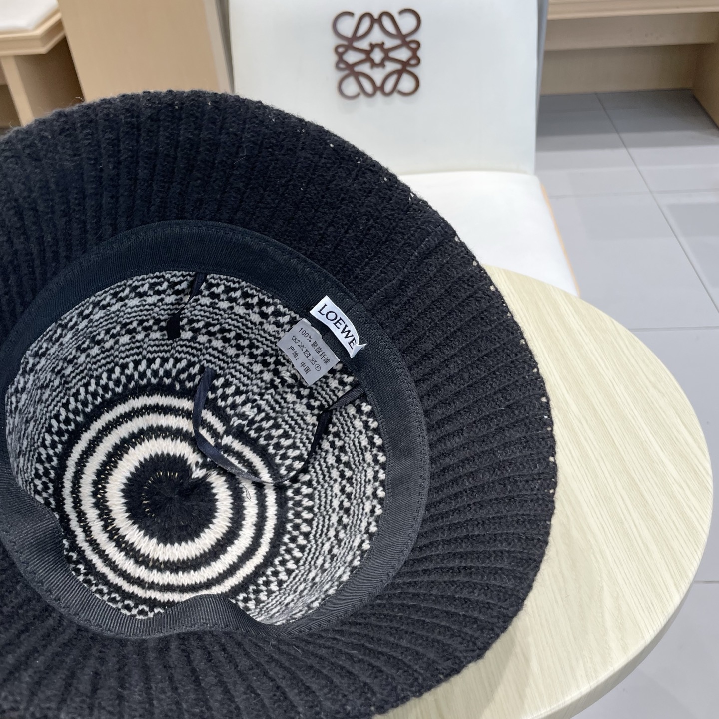  loewe罗意威条纹针织渔夫帽子女秋冬新款素颜遮脸水桶帽气质百搭保暖盆帽