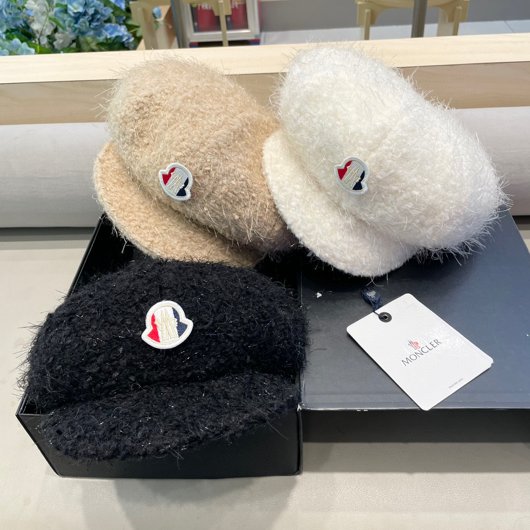 moncler贝雷帽女秋冬2024新款韩系气质羊毛画家蓓蕾帽显脸小八角帽