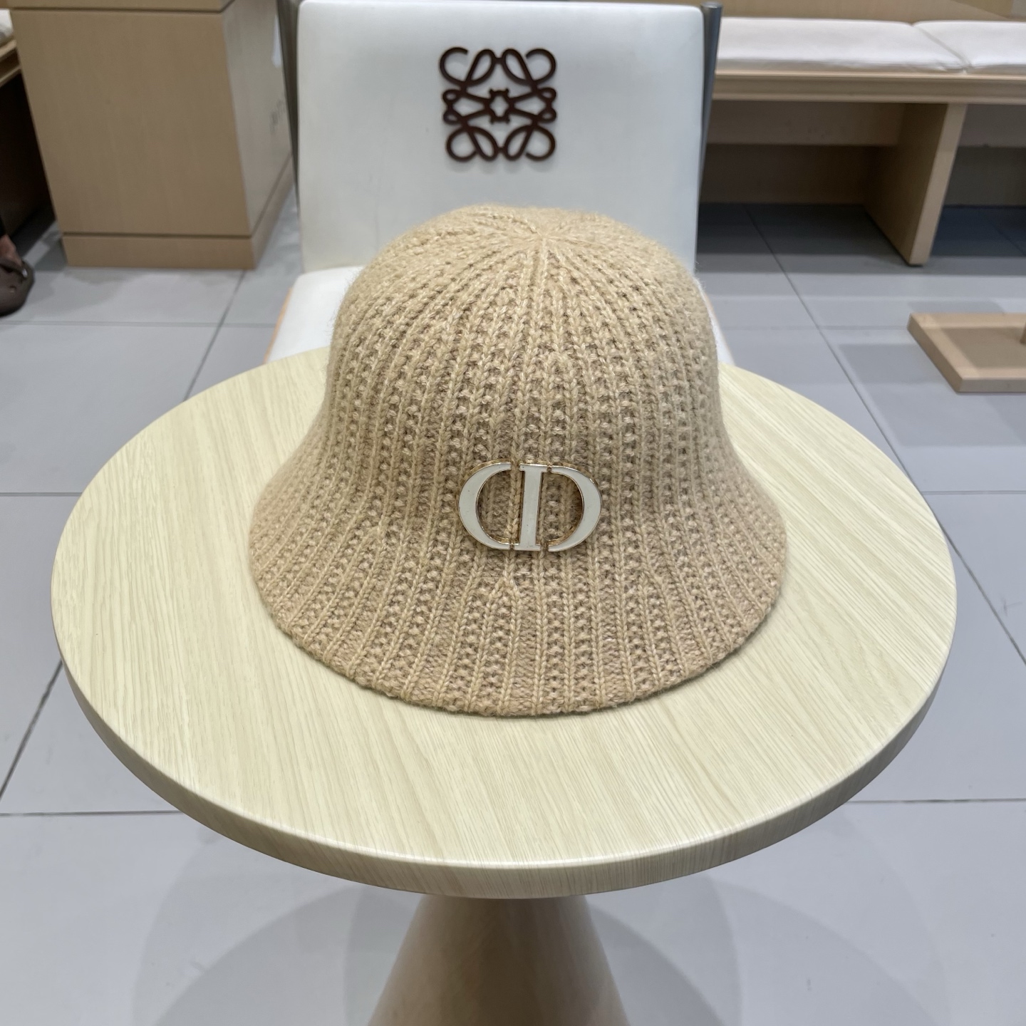 Dior迪奥日系复古纯色水桶帽子女百搭毛绒针织渔夫帽冬季保暖显脸小盆帽女