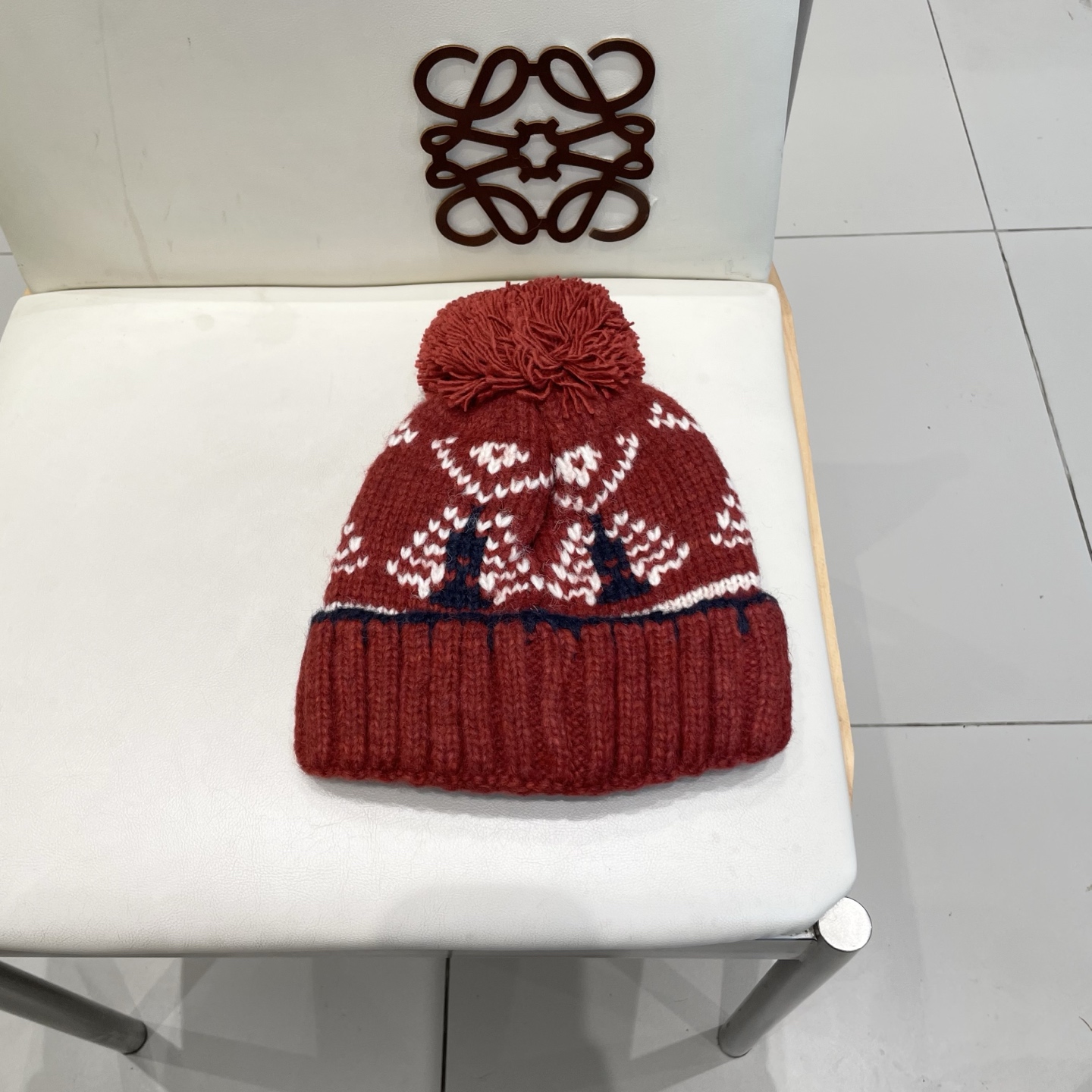 Lv路易威登复古提花毛球针织帽子女2025新款秋冬季保暖护耳显脸小防寒毛线帽