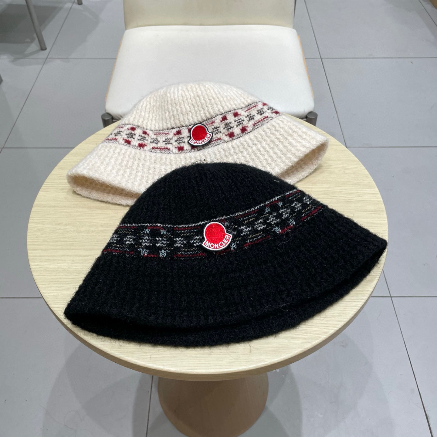 moncler秋冬新款花纹日系毛线帽针织帽女保暖帽子护耳简约显脸小冷帽