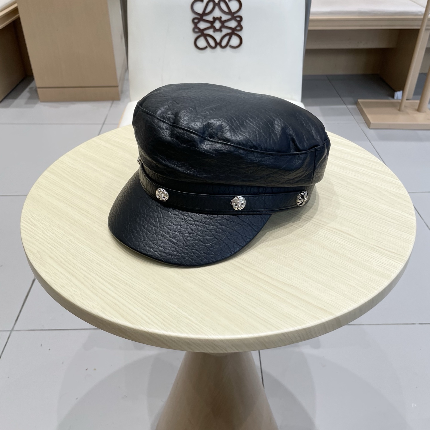 Chrome Hearts春秋冬季真皮帽子男女士情侣同款保暖薄款平顶帽鸭舌帽