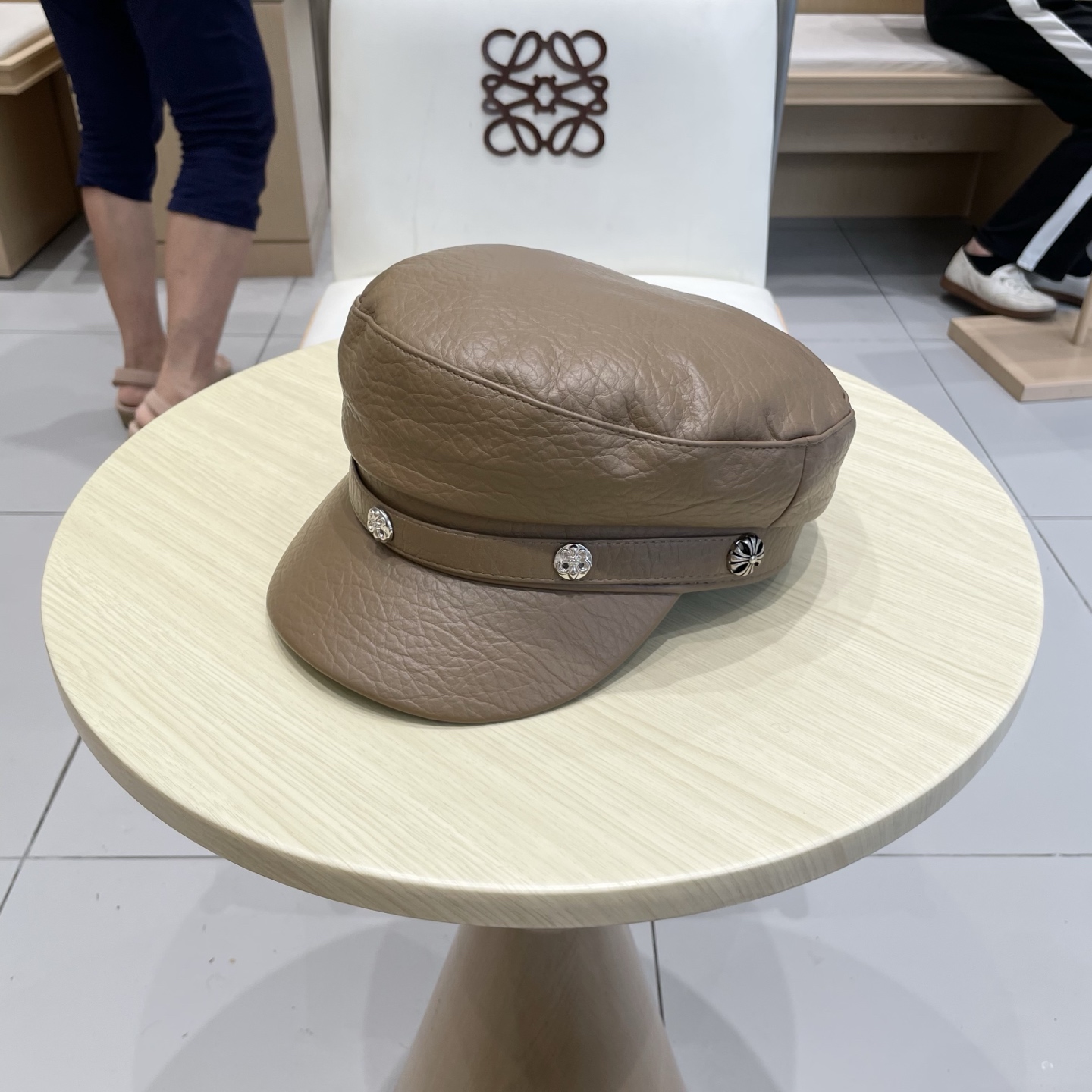 Chrome Hearts春秋冬季真皮帽子男女士情侣同款保暖薄款平顶帽鸭舌帽