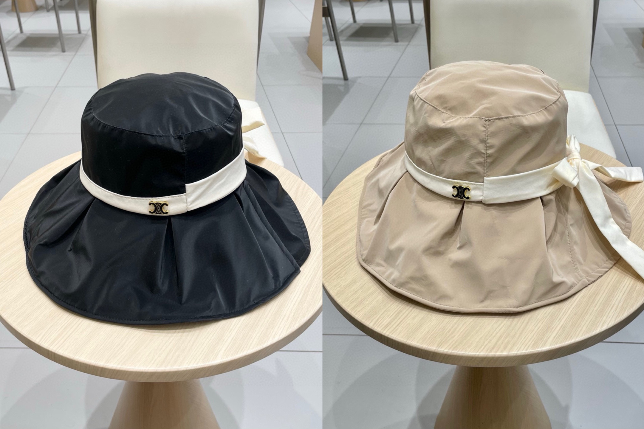 塞琳Celine2025新款夏季女防晒帽防紫外线大帽檐蝴蝶结遮阳渔夫帽子