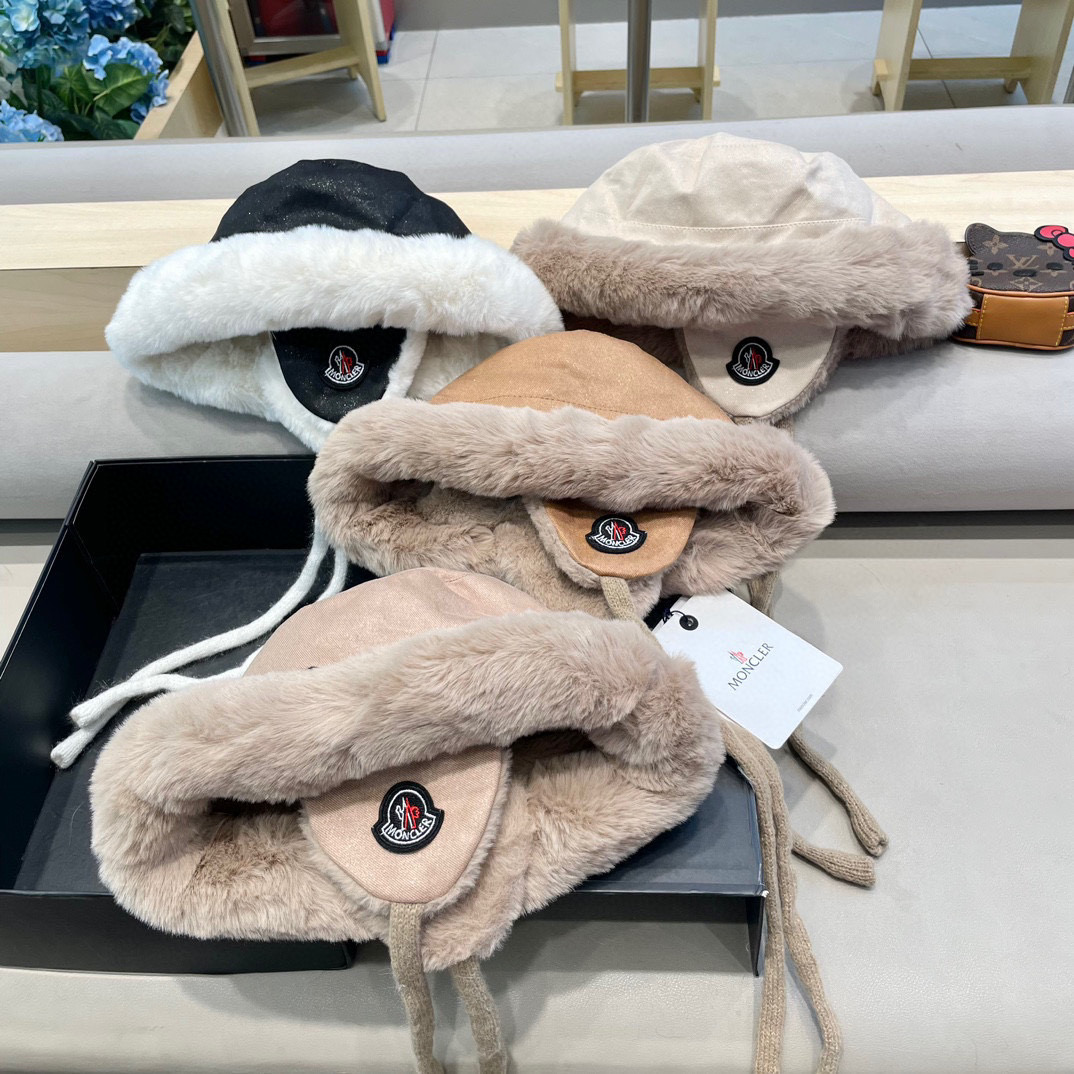 蒙口Moncler2024新款冬季毛绒渔夫帽加厚保暖防风护耳雷锋帽东北显脸小