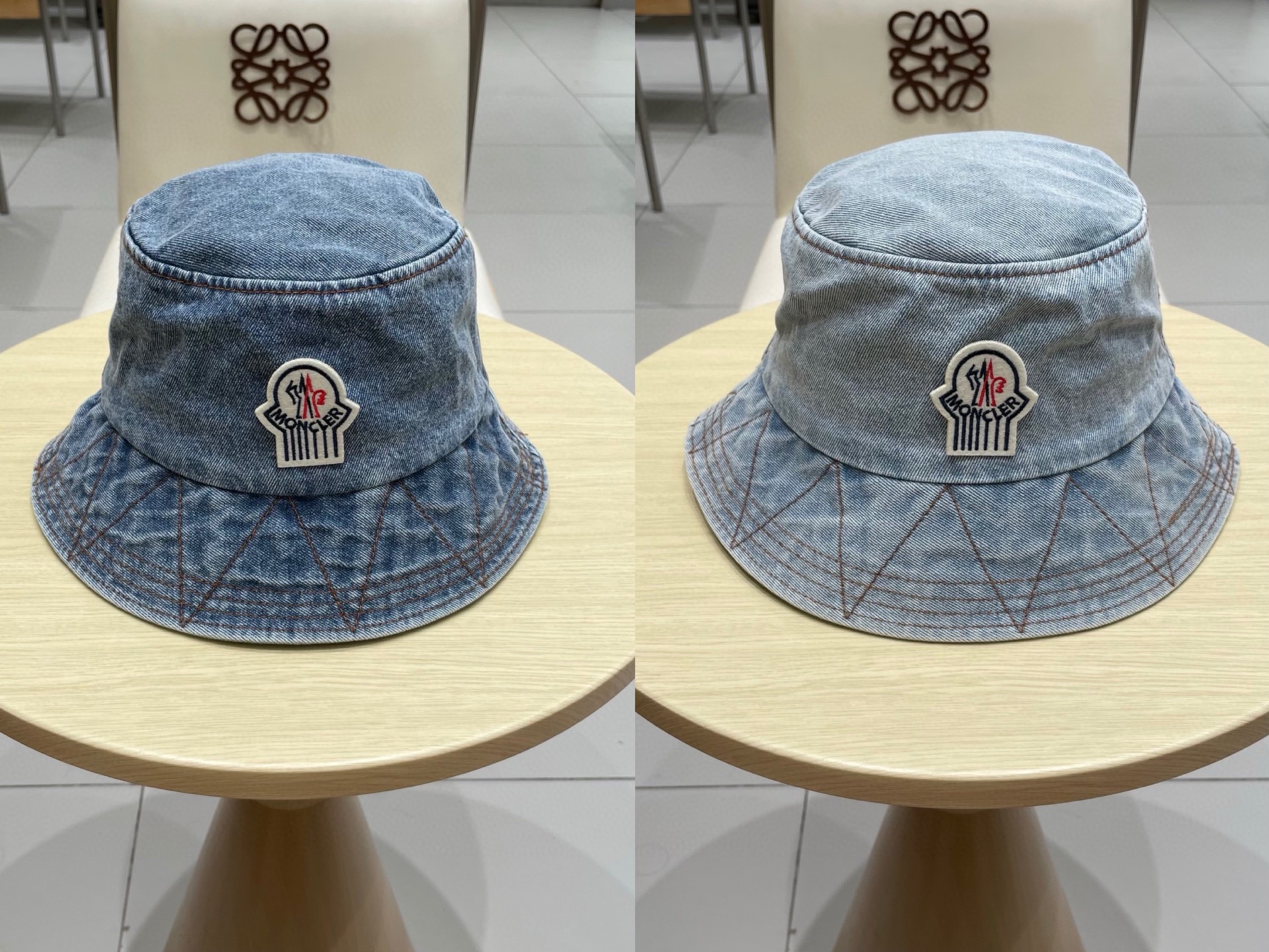 蒙口moncler秋款牛仔渔夫帽，渔夫桶帽，头围57cm