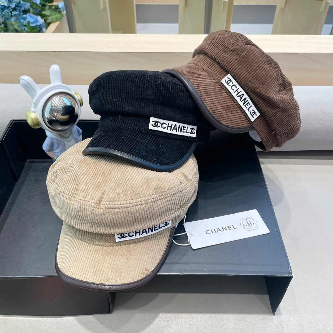 Chanel韩国东大门复古简约百搭帽子纯色气质贝雷帽