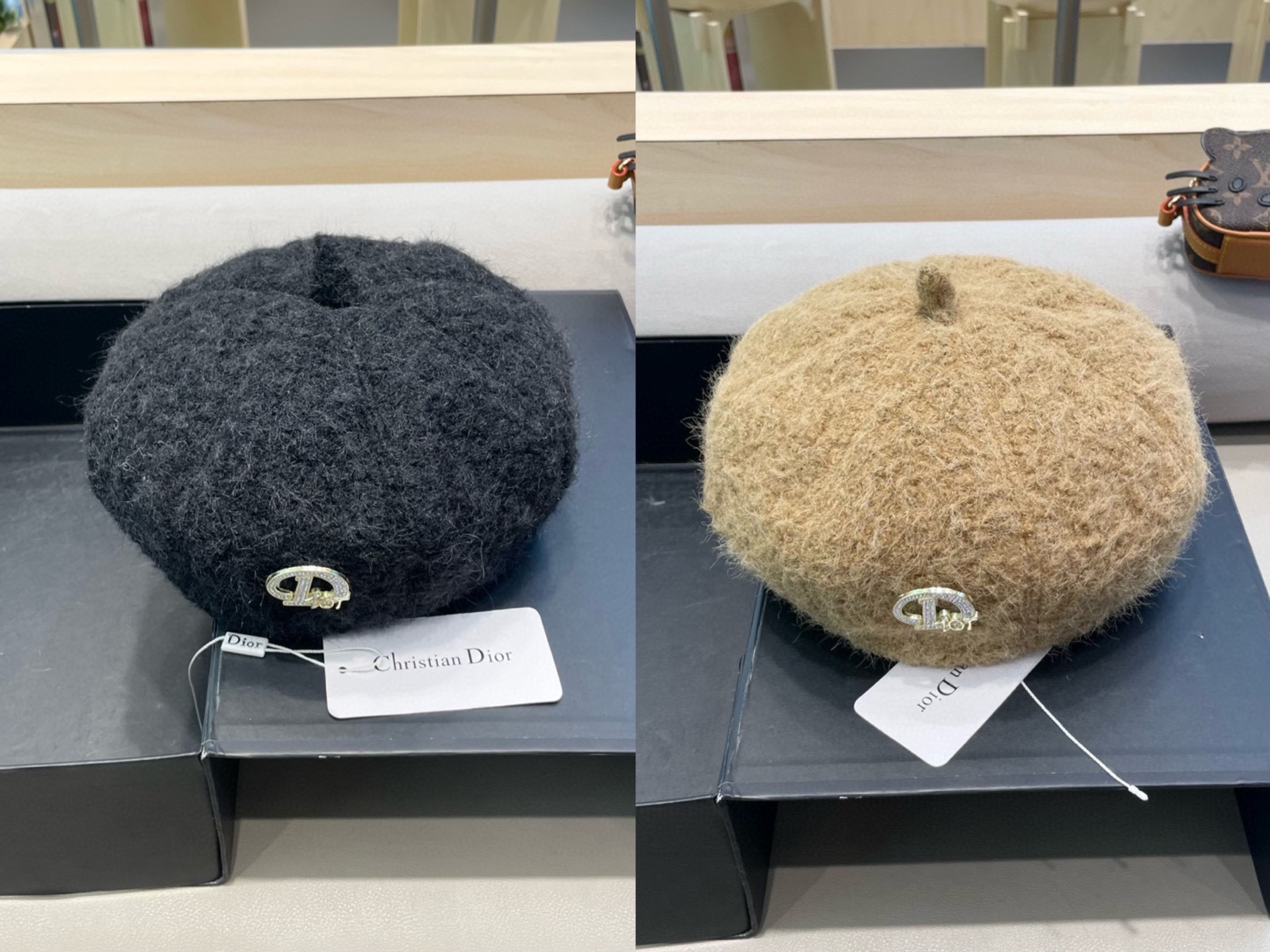 Dior 毛绒针织显白氛围感贝雷帽女2024新款秋冬日系百搭大头围画家帽子