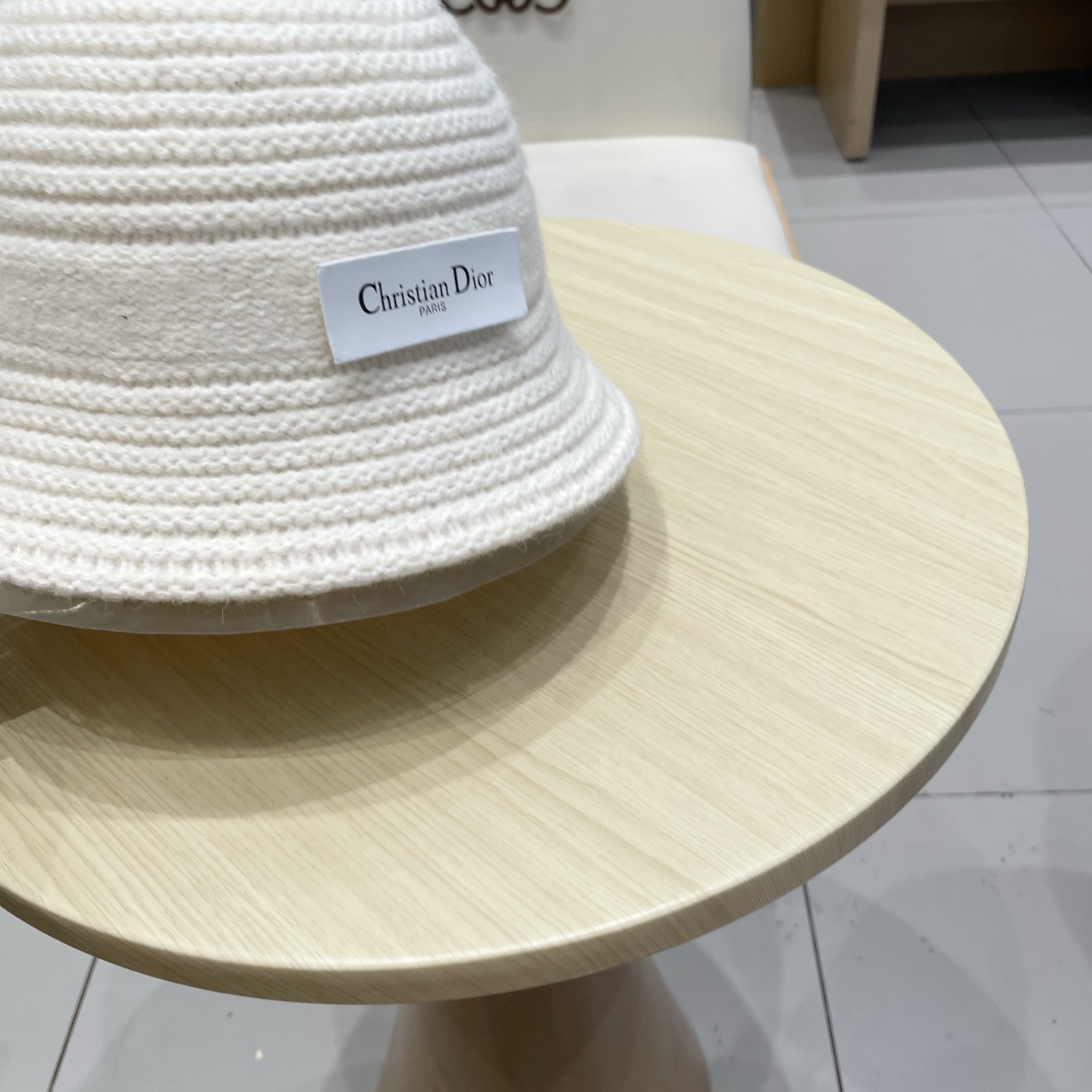 DIOR迪奥2025休闲加厚针织渔夫帽女大头围百搭秋冬防风栗子色毛线盆帽