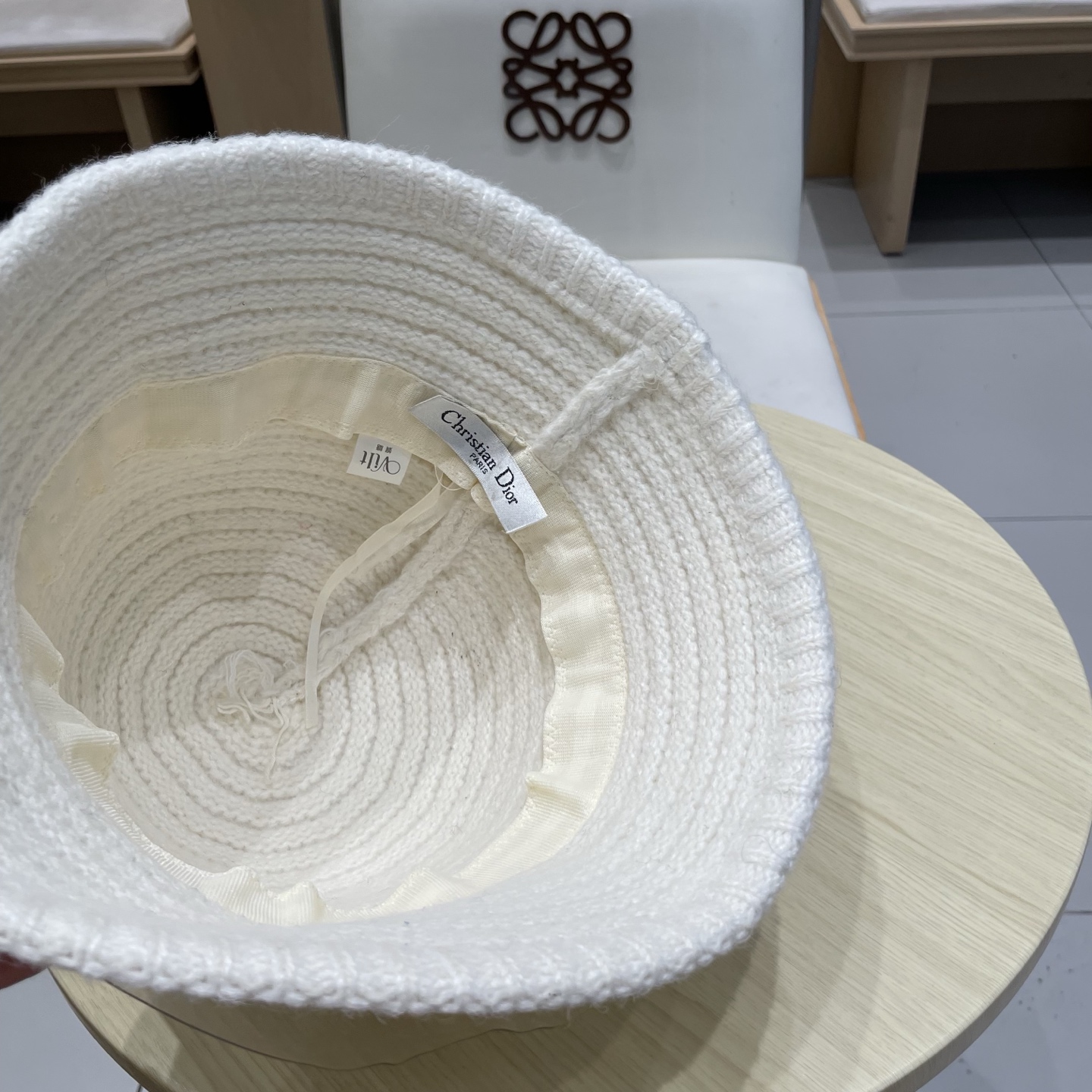 DIOR迪奥2025休闲加厚针织渔夫帽女大头围百搭秋冬防风栗子色毛线盆帽