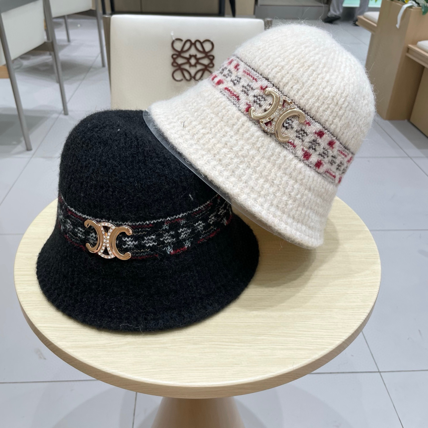 celine塞琳针织渔夫帽大头围毛绒秋冬水桶帽毛线帽大号大码显脸小