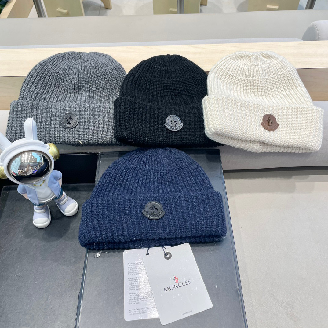 moncler 2024年秋冬季新款韩版简约百搭针织帽子女防寒保暖护耳时尚毛线帽