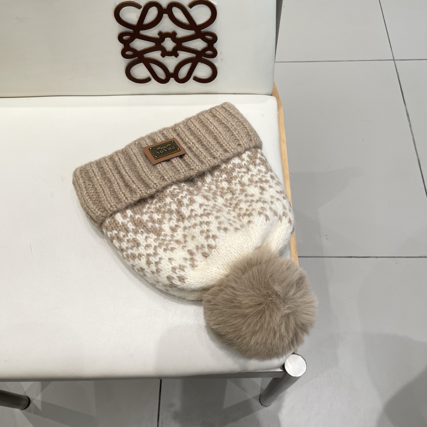 普拉达Prada韩版秋冬可爱毛球防寒保暖时尚提花加绒保暖帽女圣诞帽休闲毛线帽