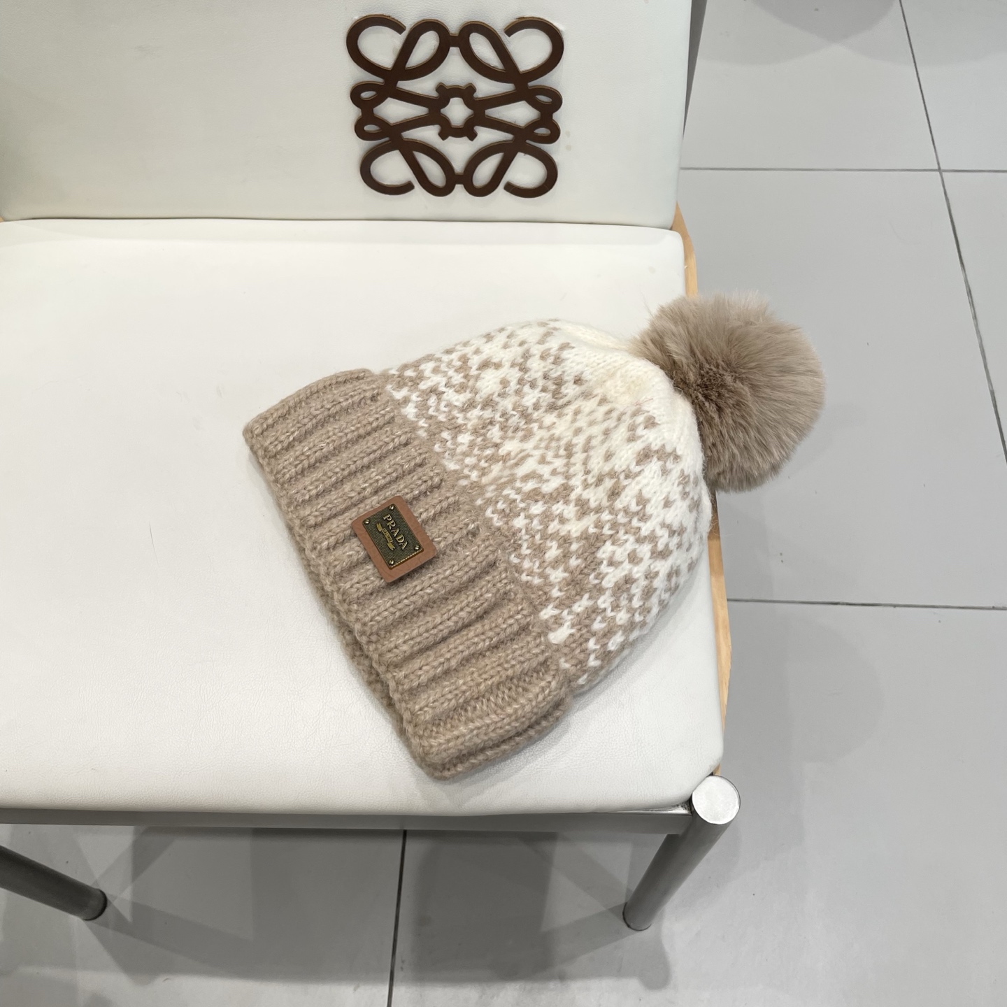 普拉达Prada韩版秋冬可爱毛球防寒保暖时尚提花加绒保暖帽女圣诞帽休闲毛线帽