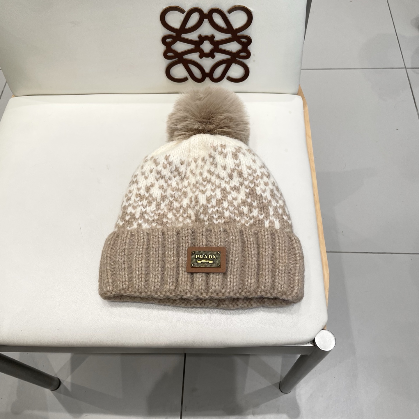 普拉达Prada韩版秋冬可爱毛球防寒保暖时尚提花加绒保暖帽女圣诞帽休闲毛线帽