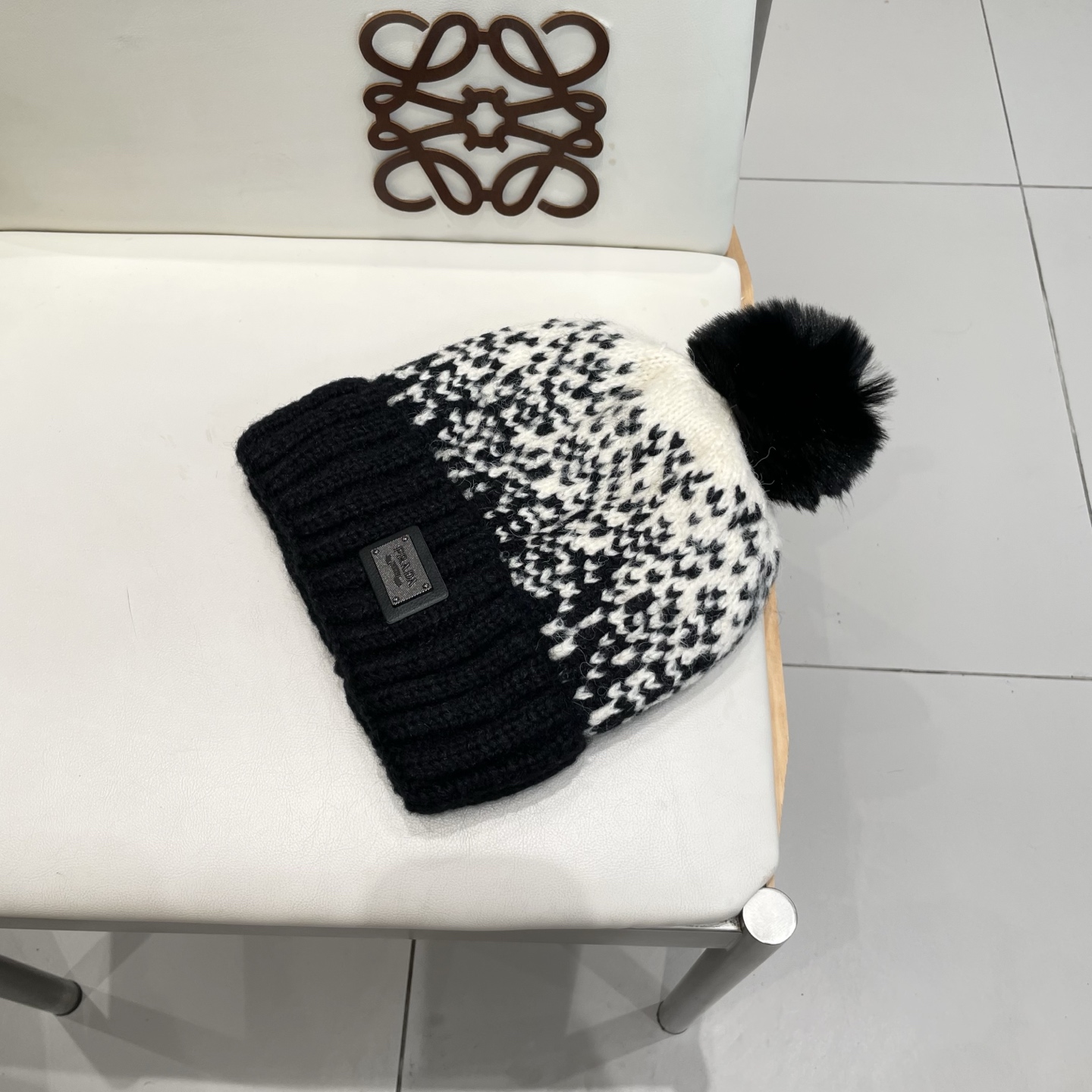 普拉达Prada韩版秋冬可爱毛球防寒保暖时尚提花加绒保暖帽女圣诞帽休闲毛线帽