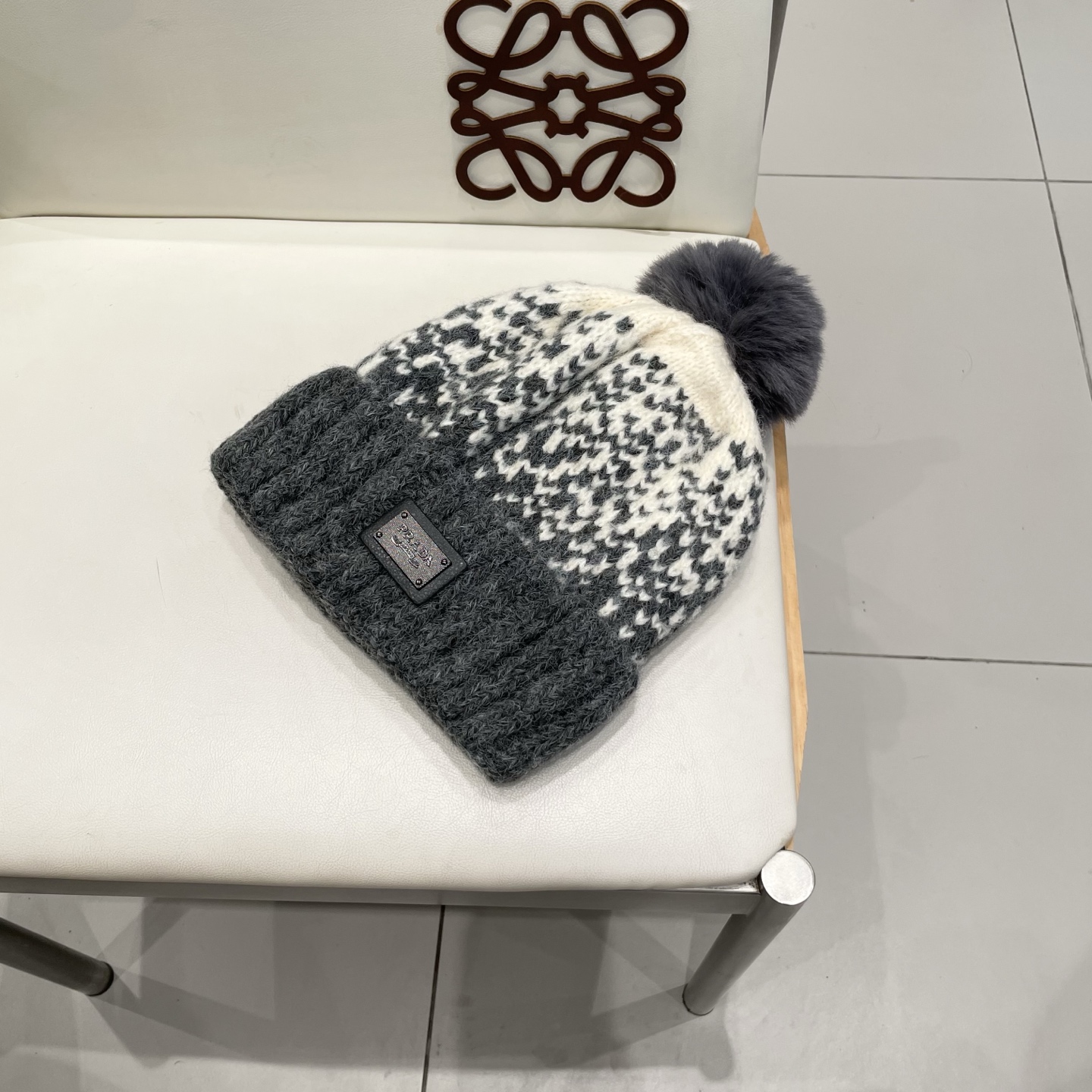 普拉达Prada韩版秋冬可爱毛球防寒保暖时尚提花加绒保暖帽女圣诞帽休闲毛线帽