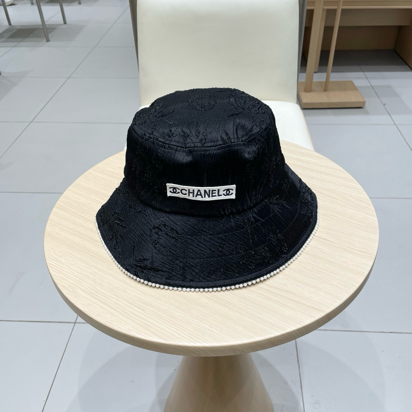 Chanel 2025春夏新款日系高品质珍珠提花渔夫帽女休闲出游防晒遮阳小盆帽