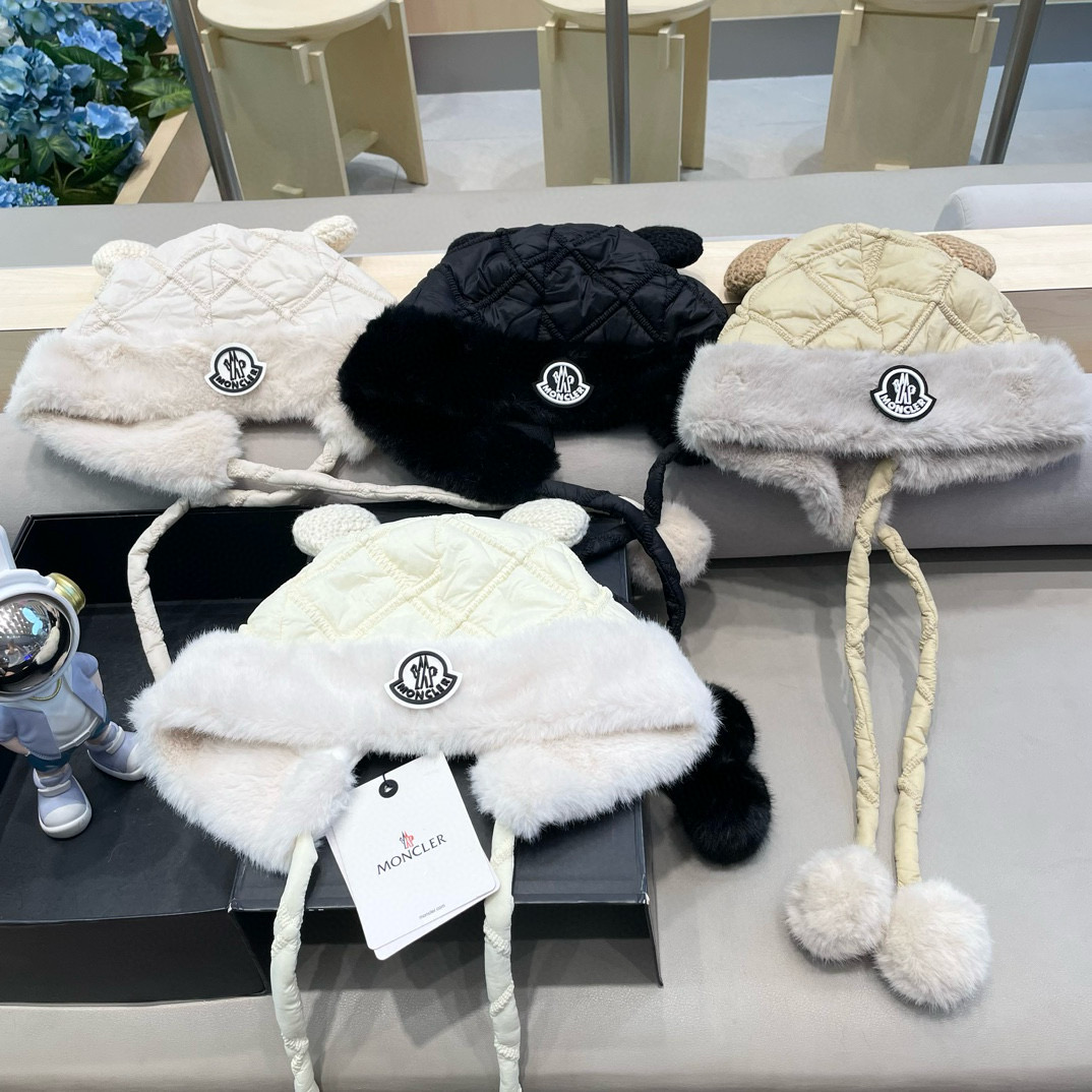 moncler毛绒显脸小雷锋帽女冬季加厚加绒护耳防寒保暖可爱渔夫帽骑车盆帽