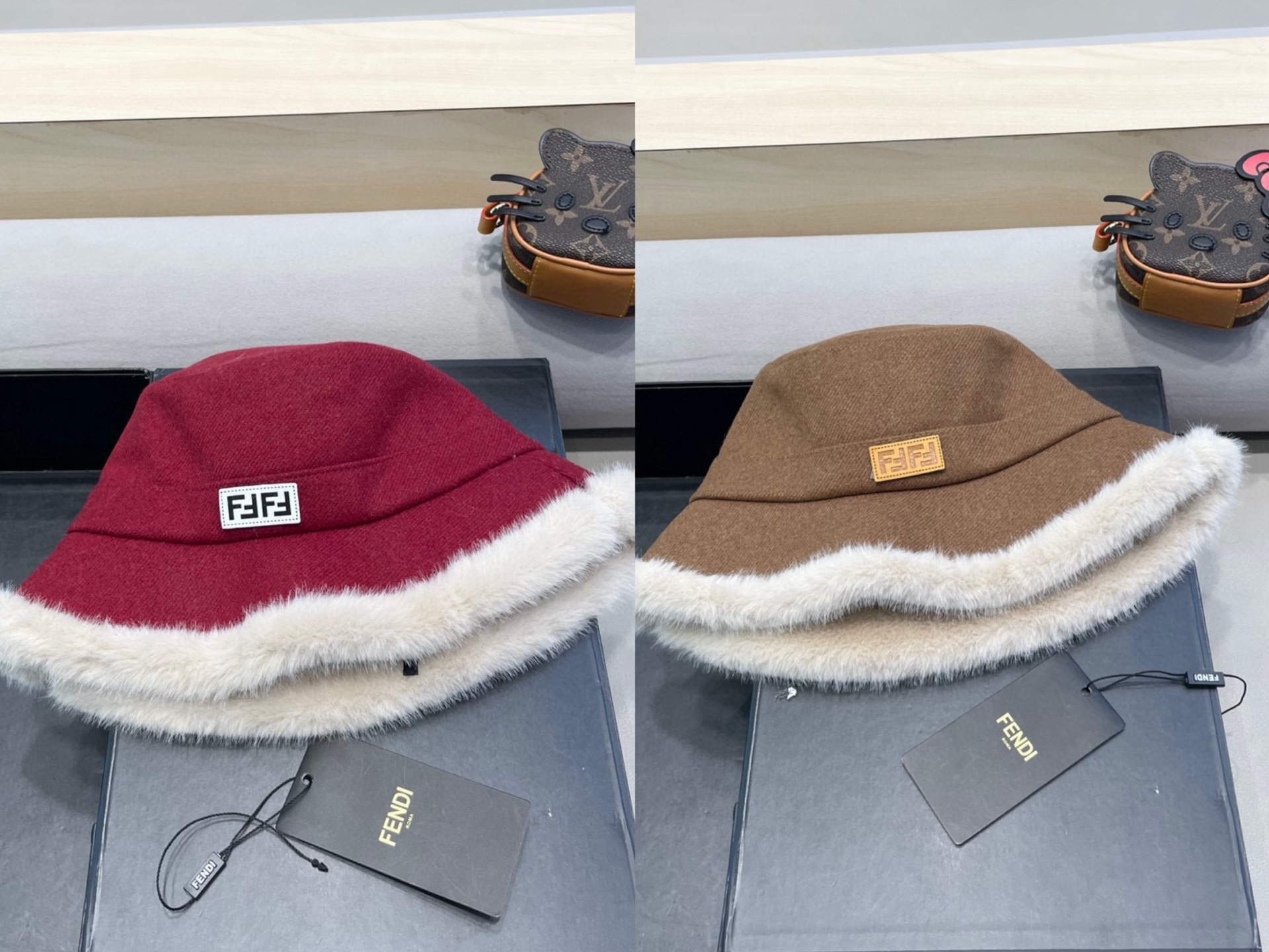 FENDI芬迪2024秋冬毛绒渔夫帽完全是超级完美的诠，上头性感又帅气 双双在线！没有哪个女孩子拒绝的了