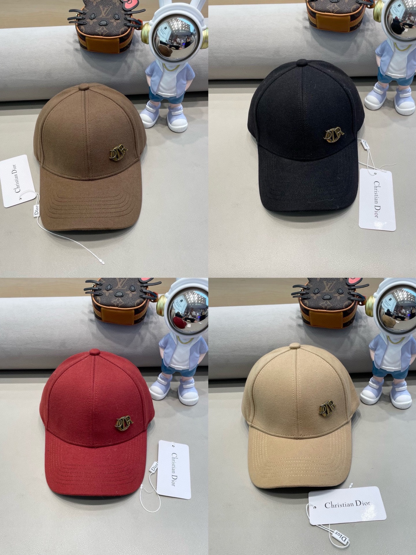 Dior韩版秋冬立体字母毛呢子硬顶保暖棒球帽男女百搭显脸小鸭舌帽