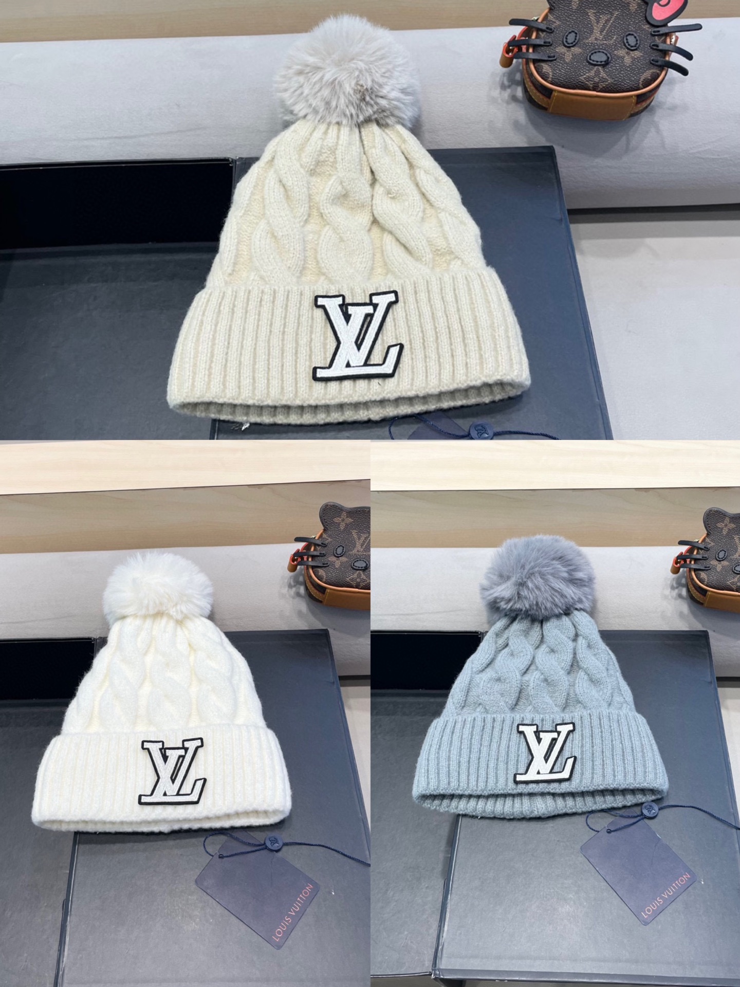 罗路易威登帽子女秋冬季韩版ins网红纯色麻花毛线帽加绒保暖针织帽护耳百搭