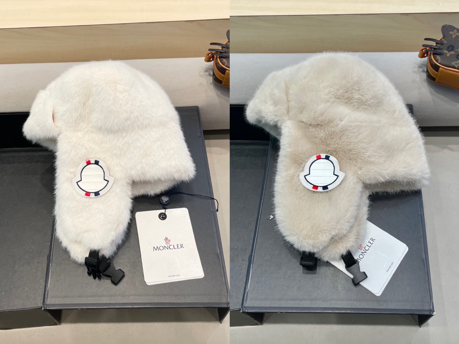 【MONCLER蒙口女冬季甜美可爱时尚毛绒帽保暖防寒护耳雷锋帽2024新款