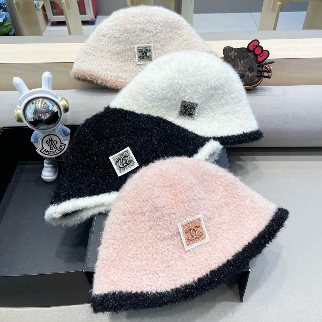 Chanel 巨软糯 小香风秋冬百搭仿兔毛绒皮草盆帽渔夫帽子女